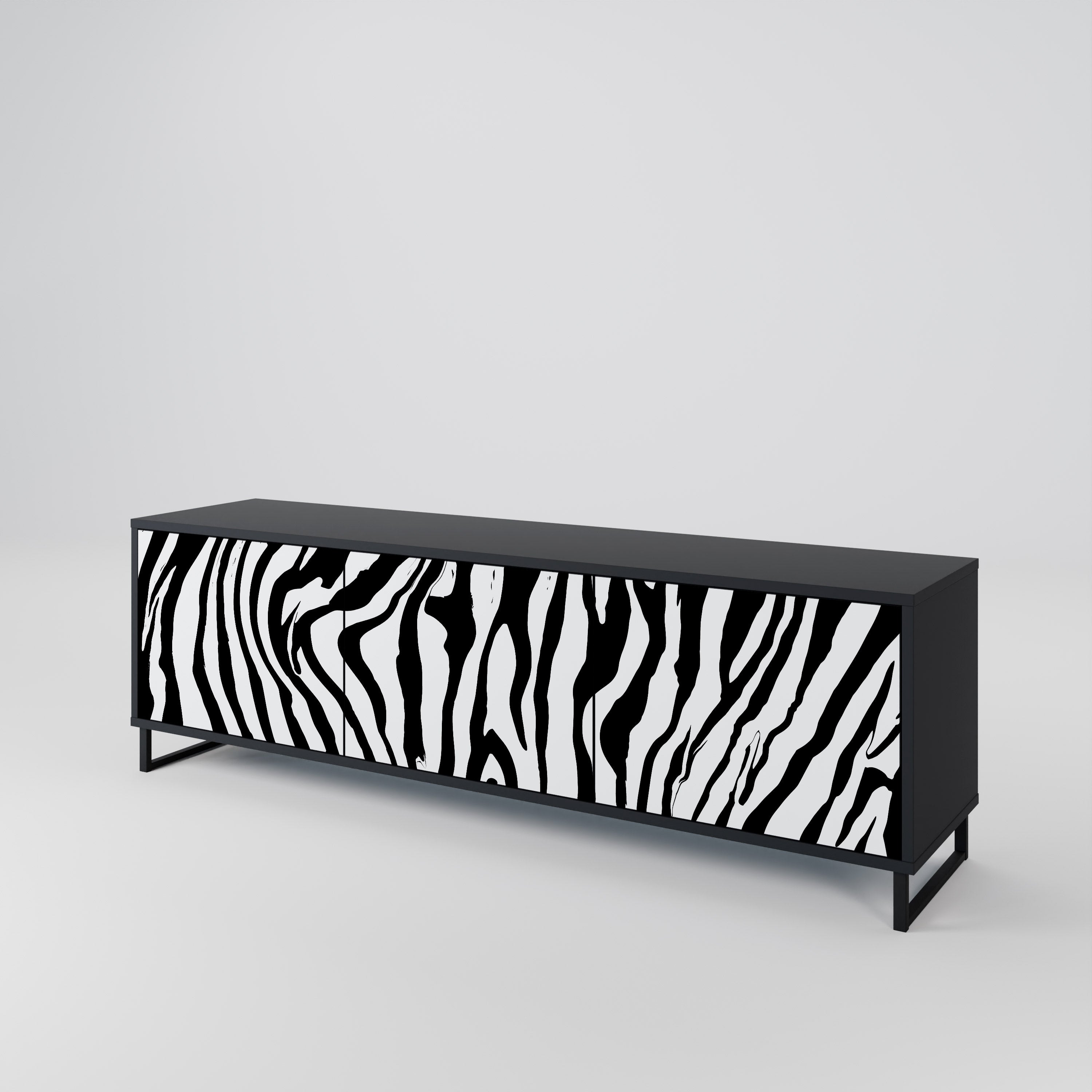 SPLENDID ZEBRA Szafka RTV 3-drzwiowa korpus Czarny