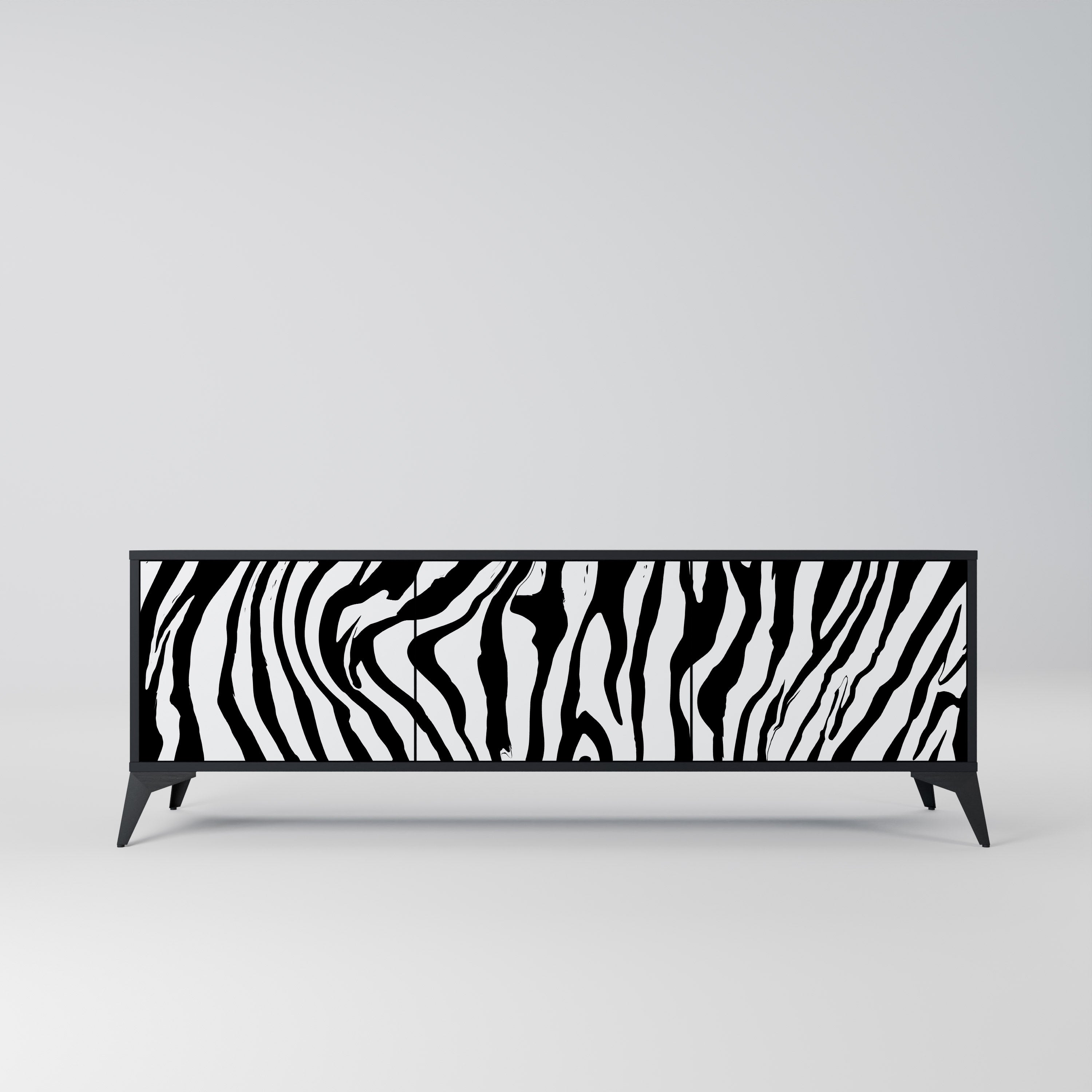 SPLENDID ZEBRA Szafka RTV 3-drzwiowa korpus Czarny