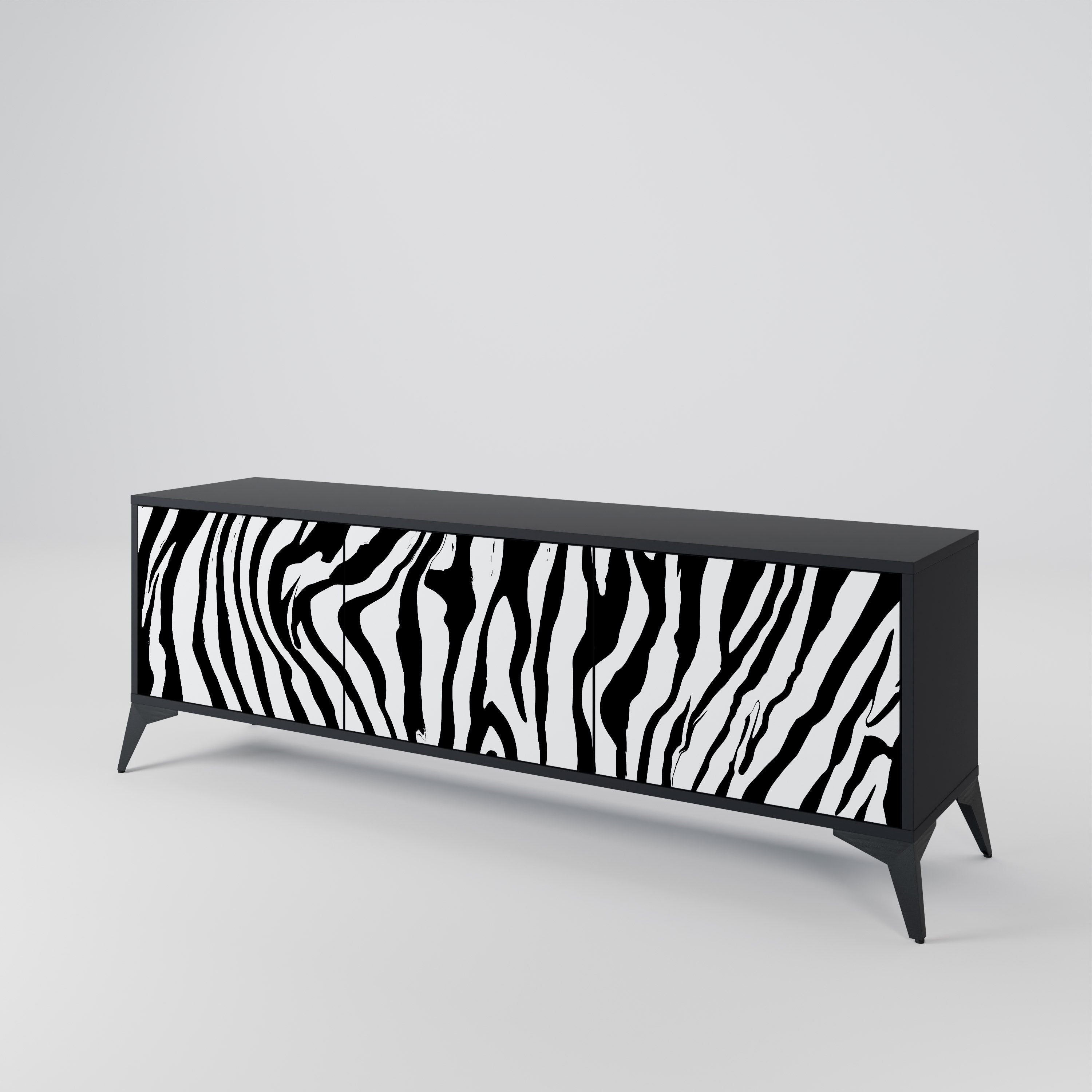 SPLENDID ZEBRA Szafka RTV 3-drzwiowa korpus Czarny