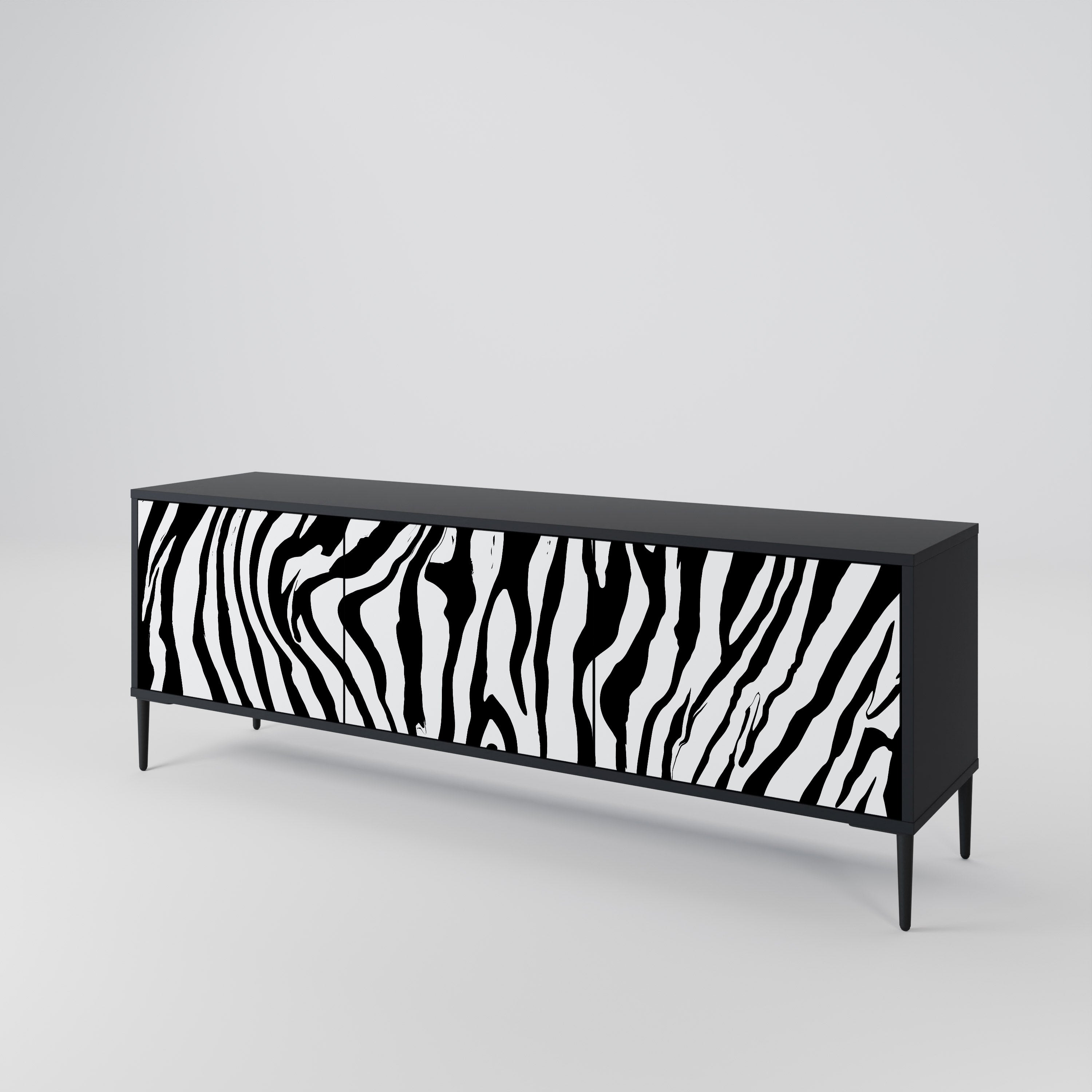 SPLENDID ZEBRA Szafka RTV 3-drzwiowa korpus Czarny