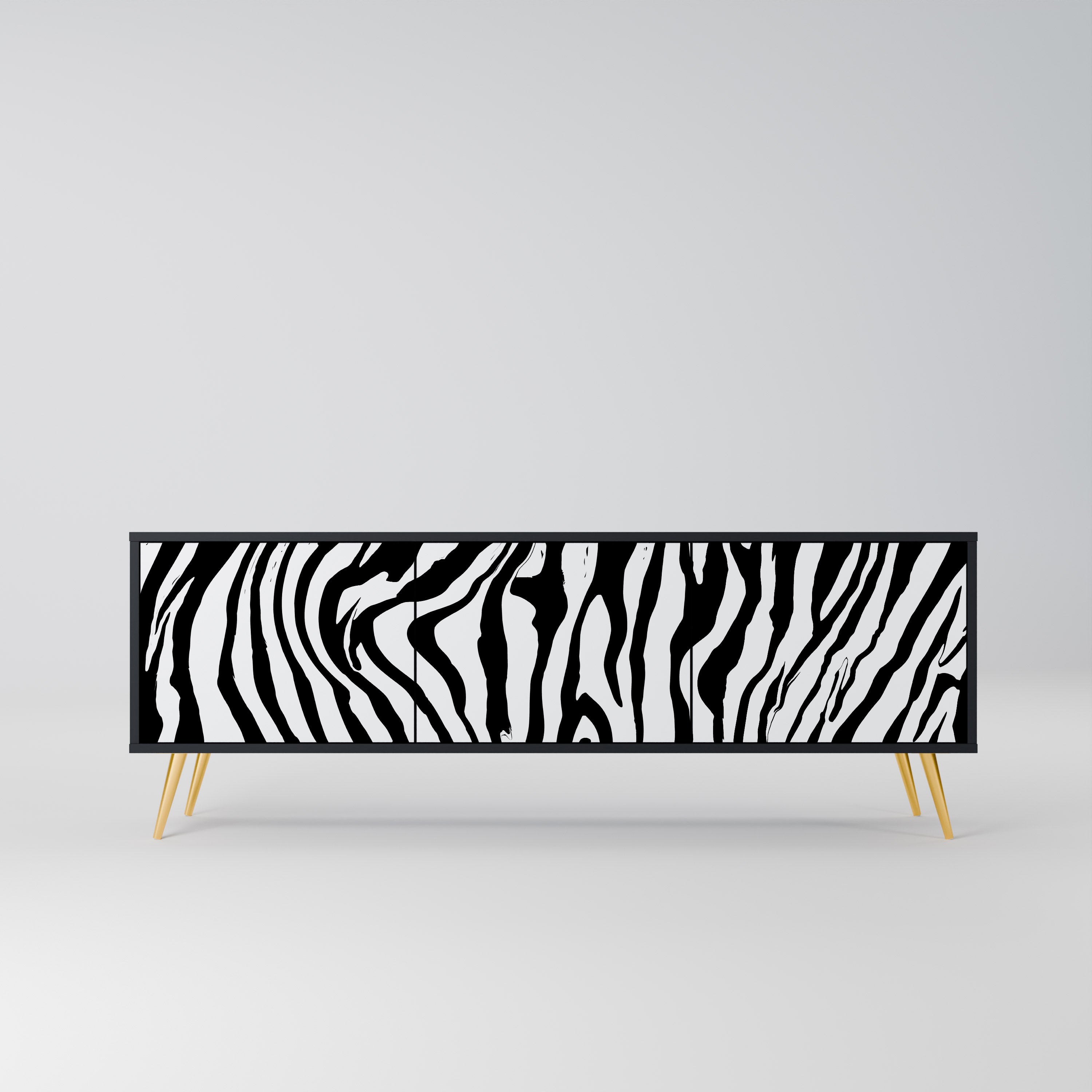 SPLENDID ZEBRA Szafka RTV 3-drzwiowa korpus Czarny