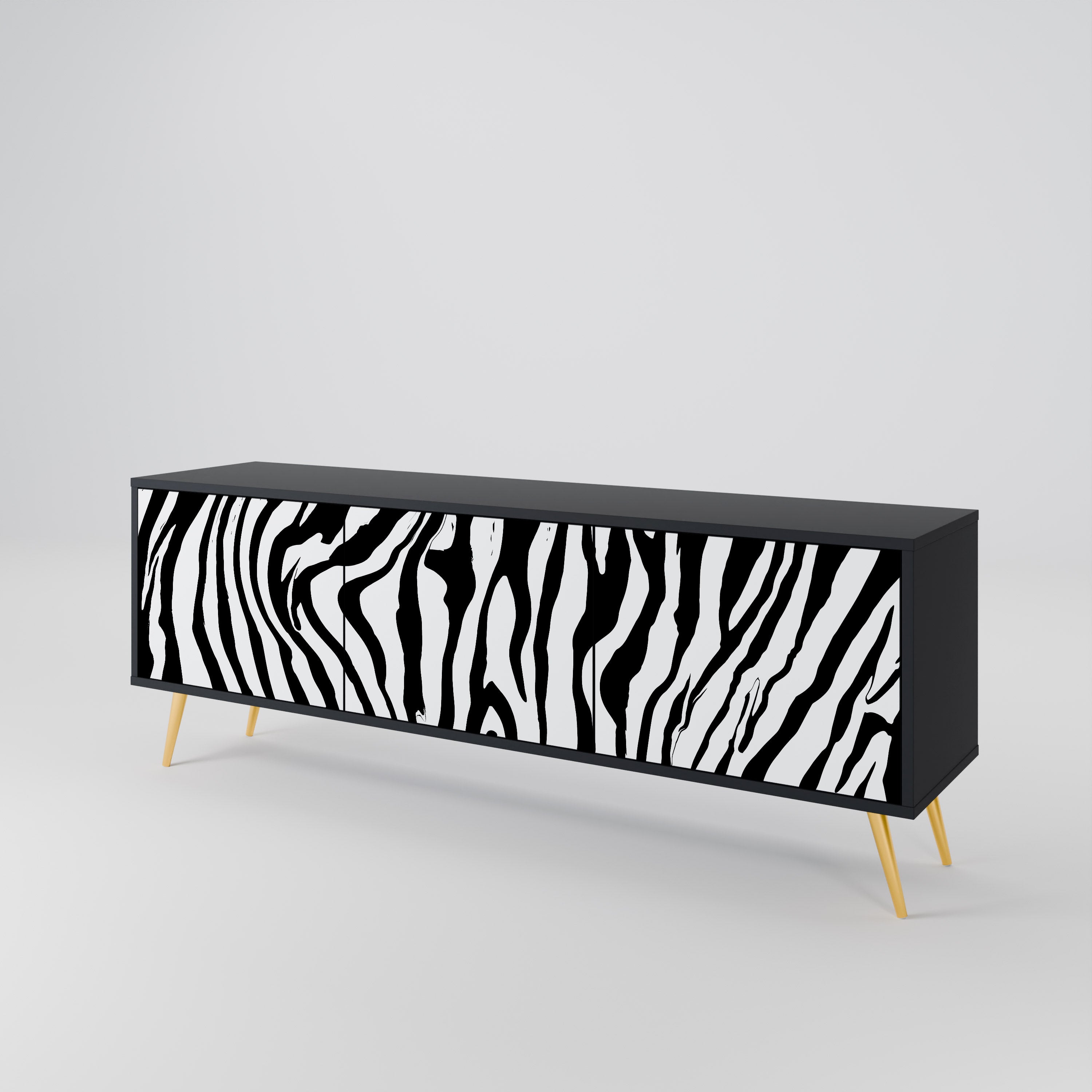 SPLENDID ZEBRA Szafka RTV 3-drzwiowa korpus Czarny