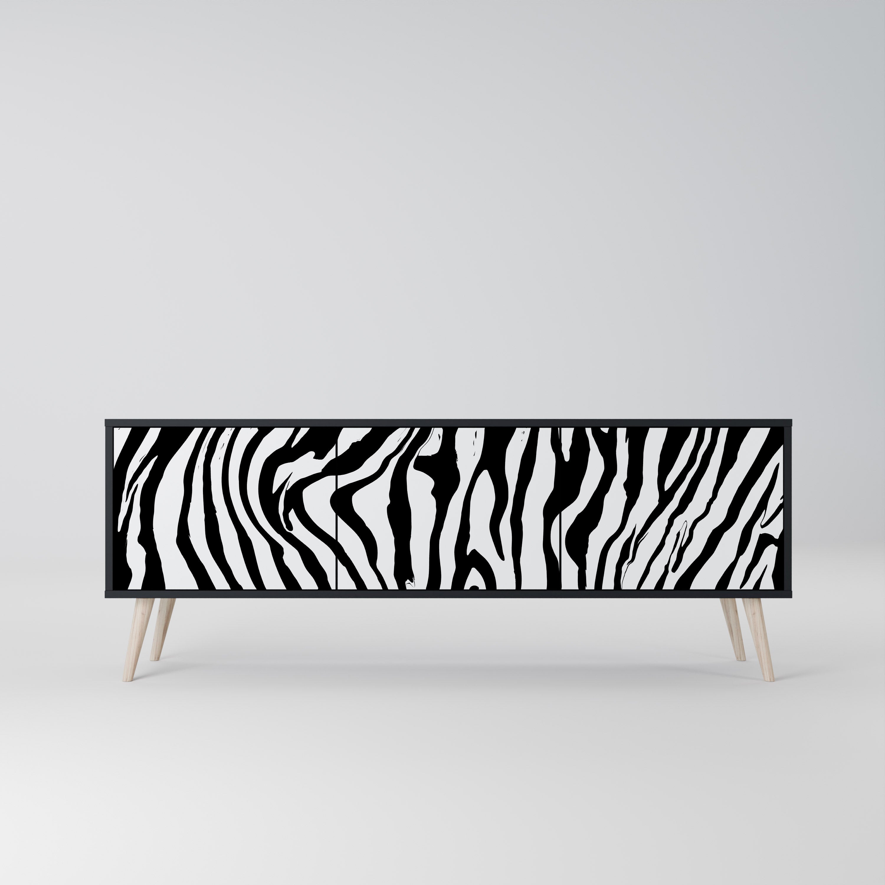 SPLENDID ZEBRA Szafka RTV 3-drzwiowa korpus Czarny