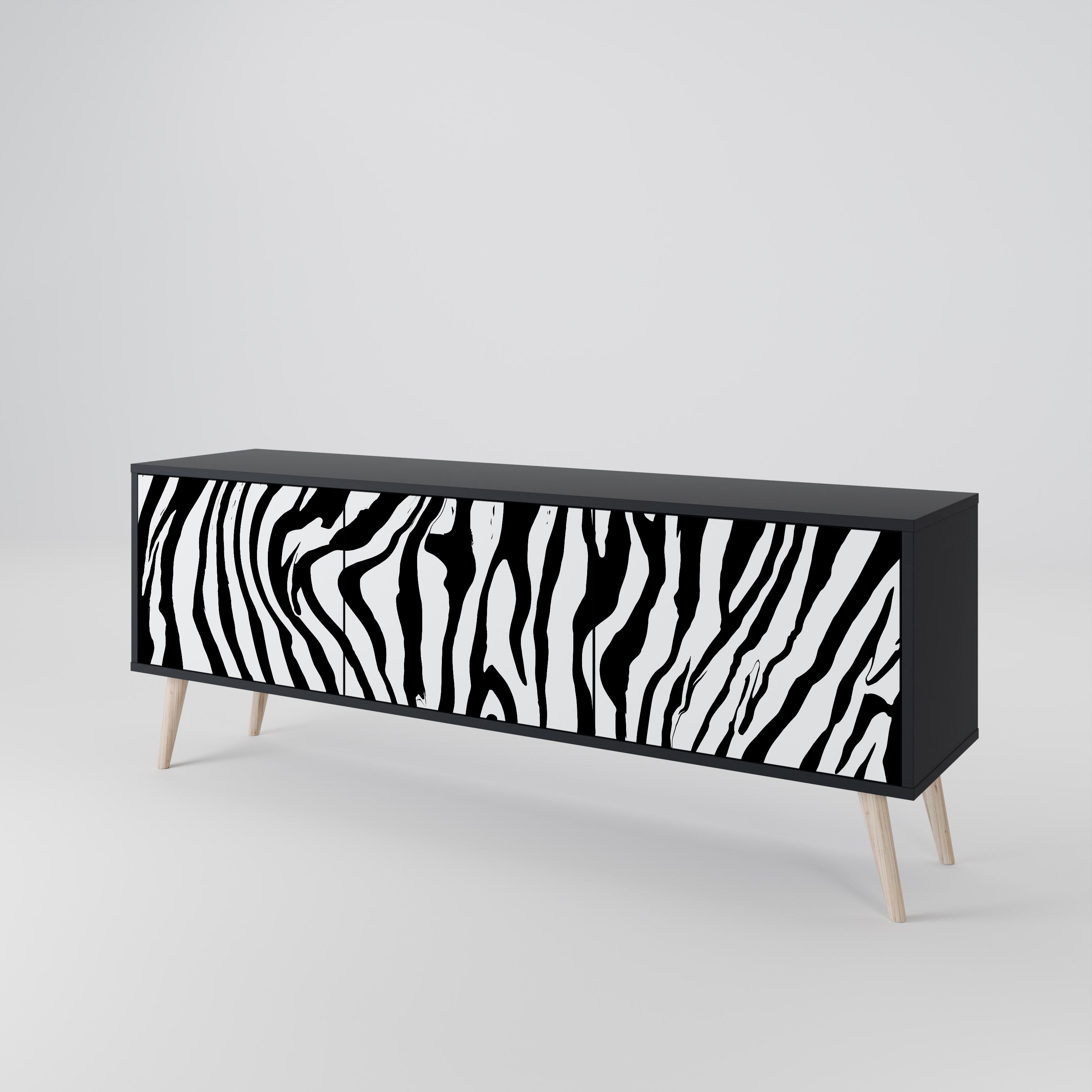 SPLENDID ZEBRA Szafka RTV 3-drzwiowa korpus Czarny
