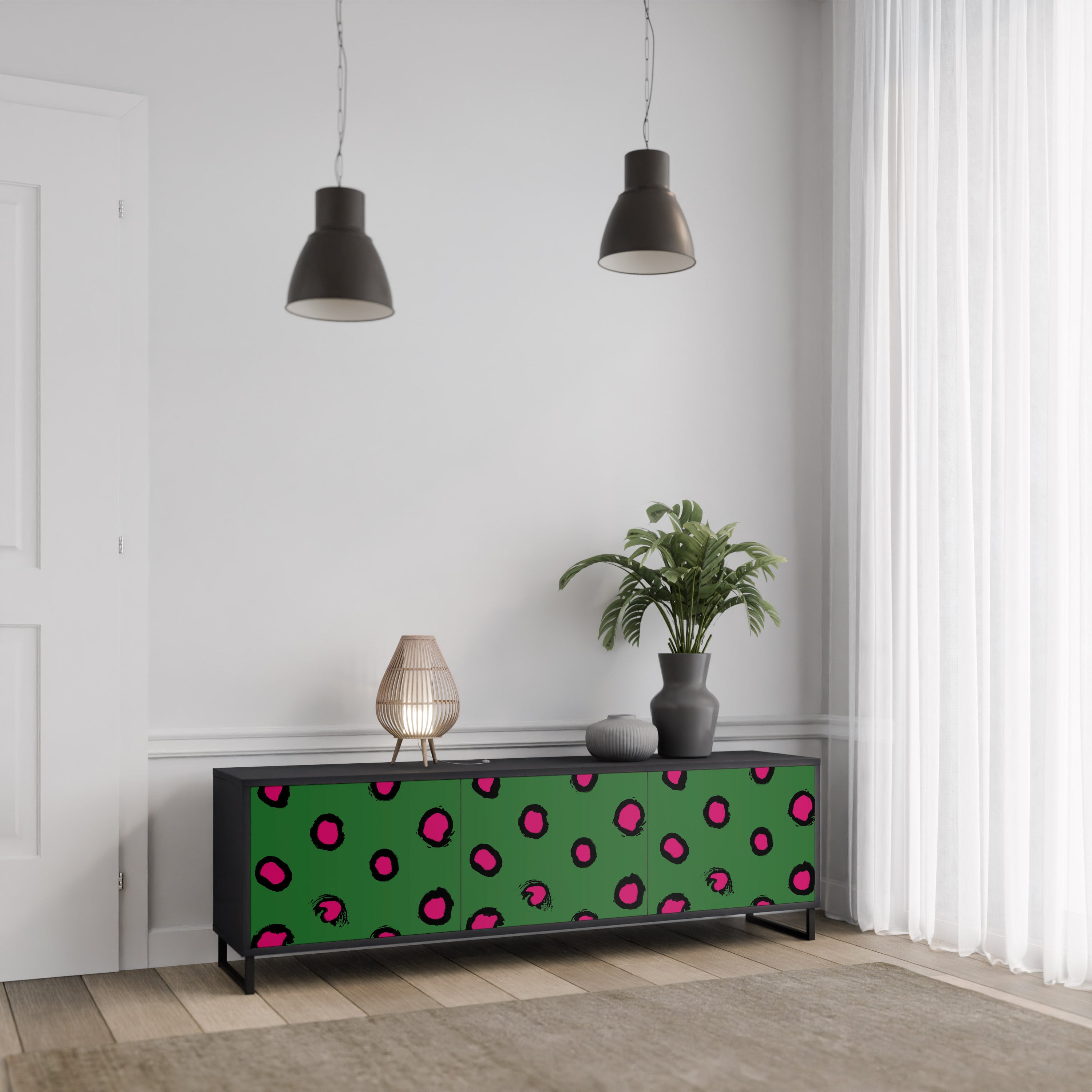 FUNKY SPOTS Szafka RTV 3-drzwiowa korpus Czarny