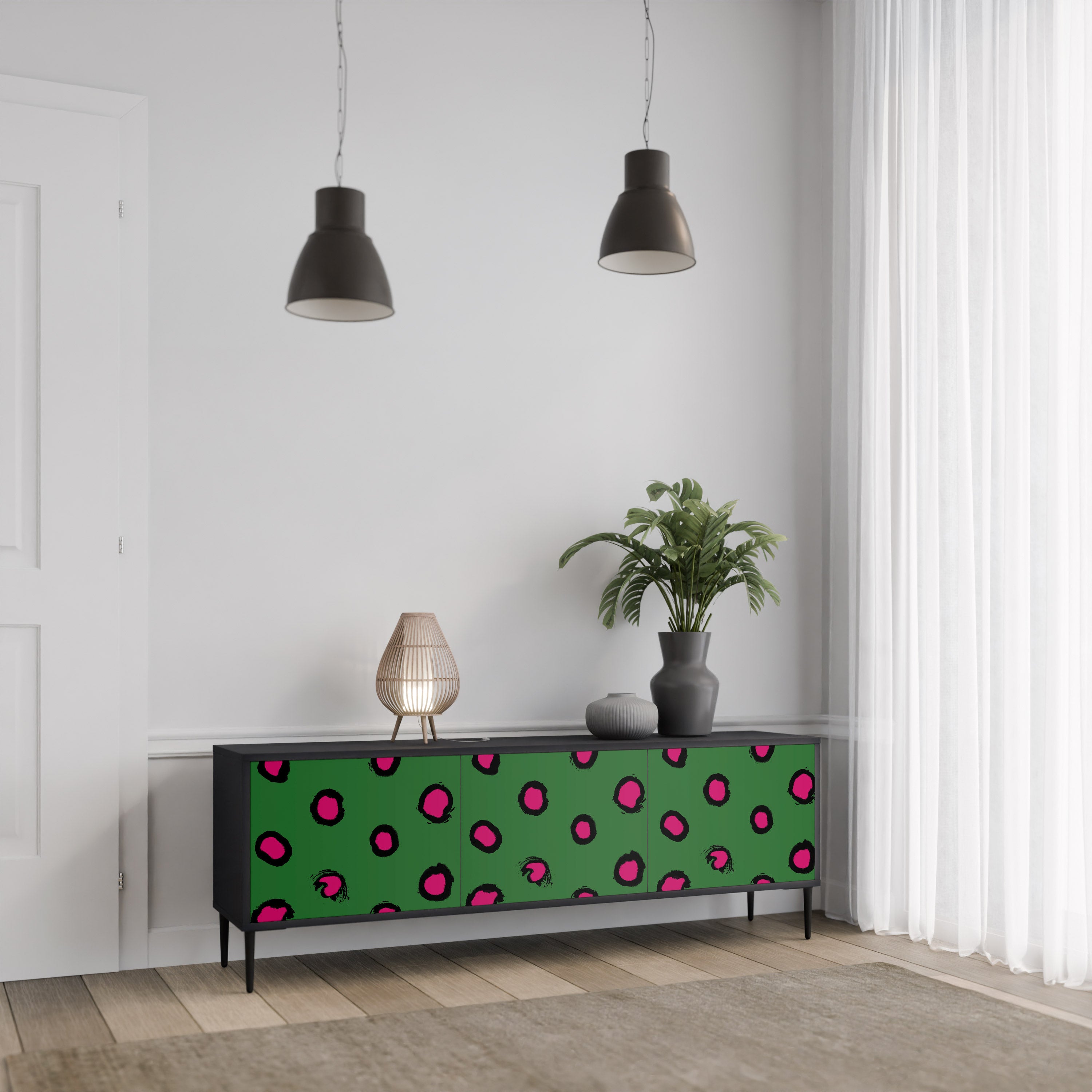 FUNKY SPOTS Szafka RTV 3-drzwiowa korpus Czarny