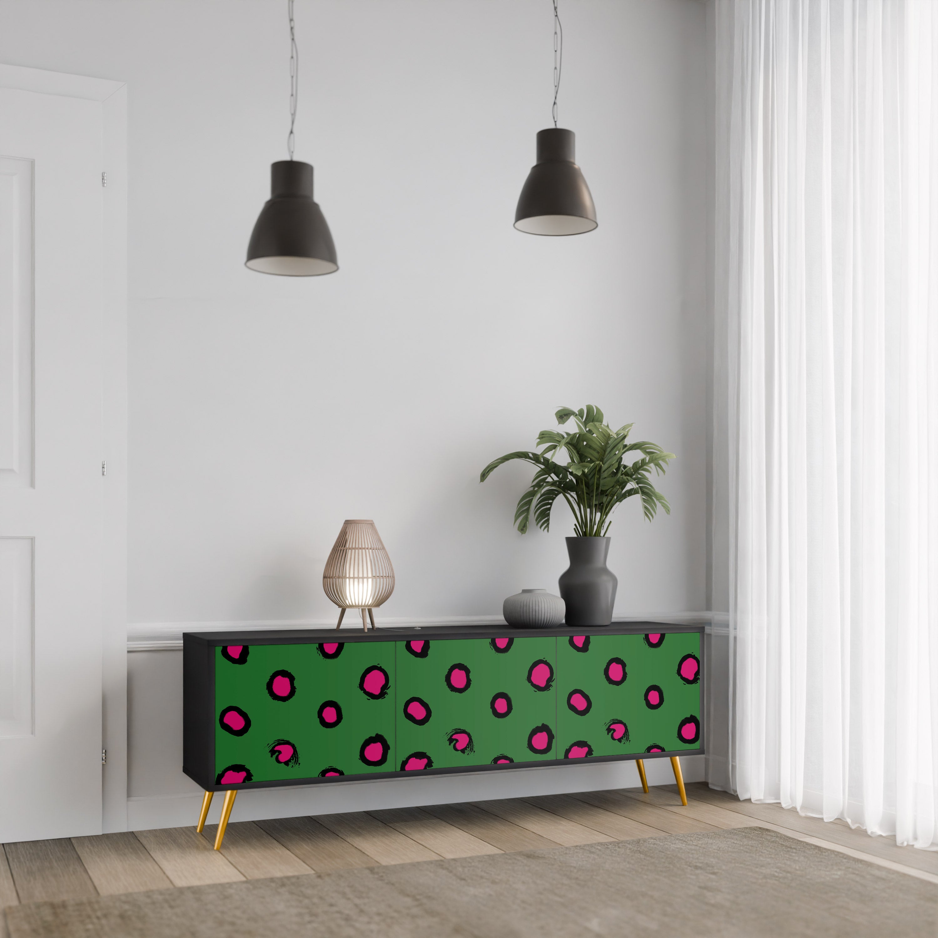 FUNKY SPOTS Szafka RTV 3-drzwiowa korpus Czarny