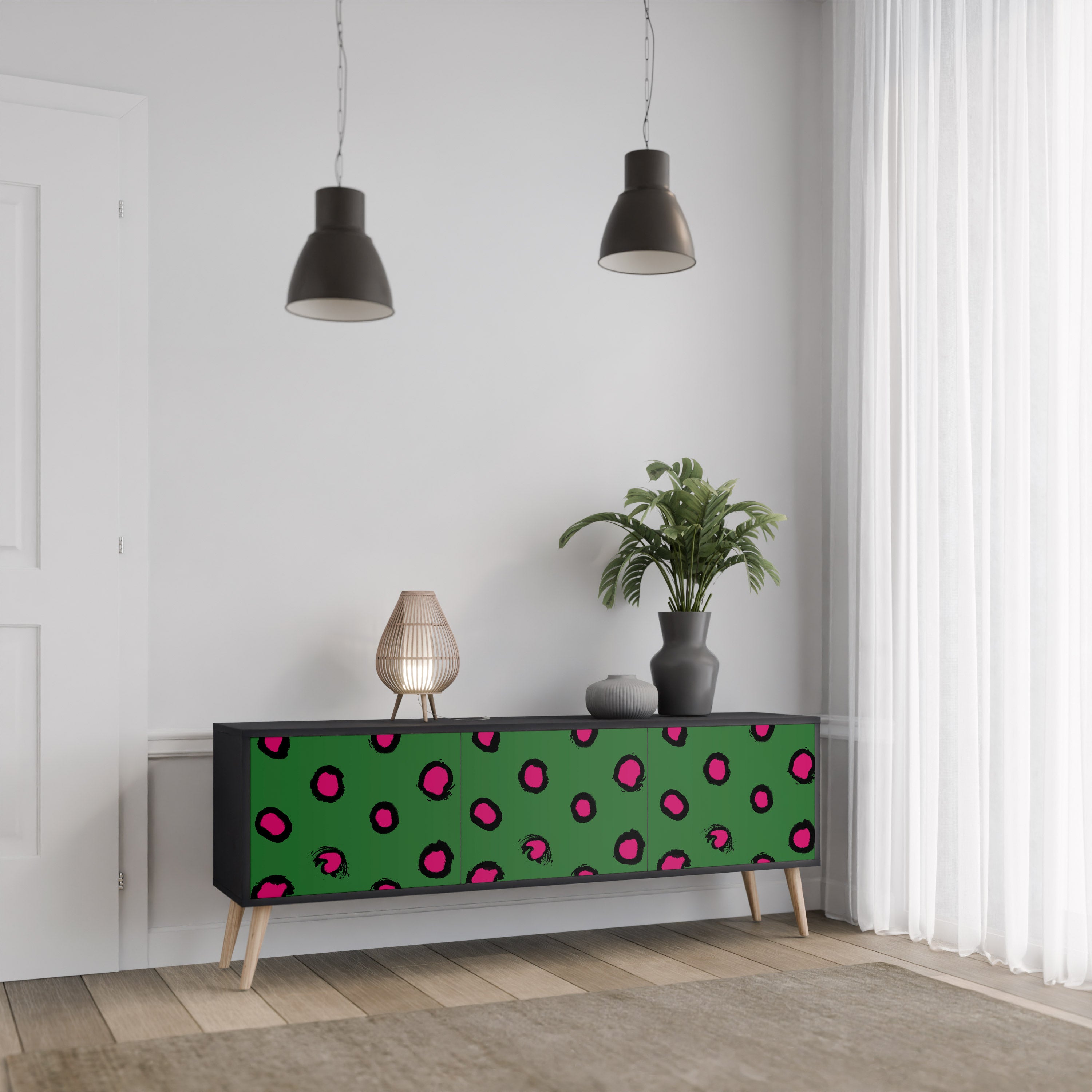 FUNKY SPOTS Szafka RTV 3-drzwiowa korpus Czarny