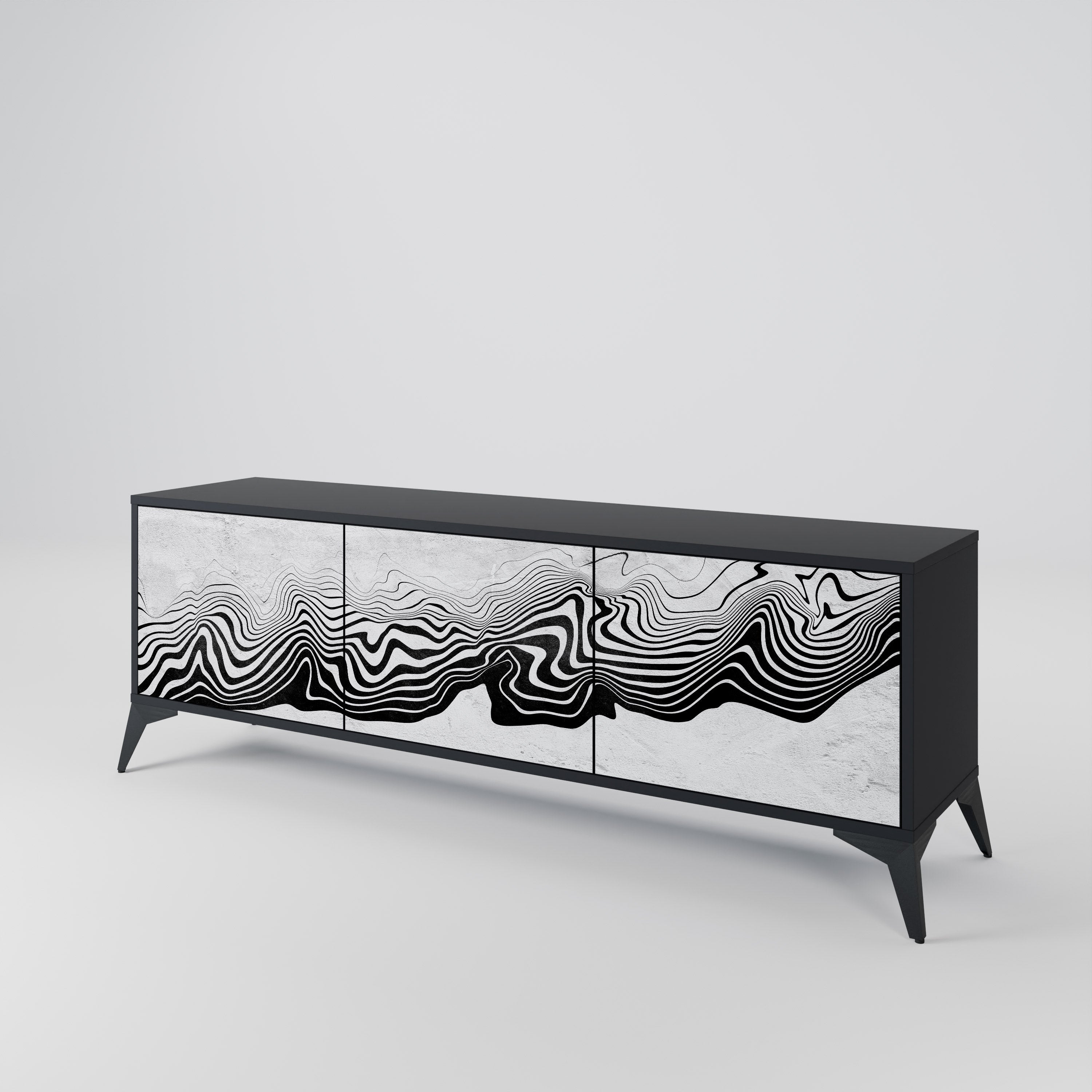MONOCHROME MIRAGE Szafka RTV 3-drzwiowa korpus Czarny