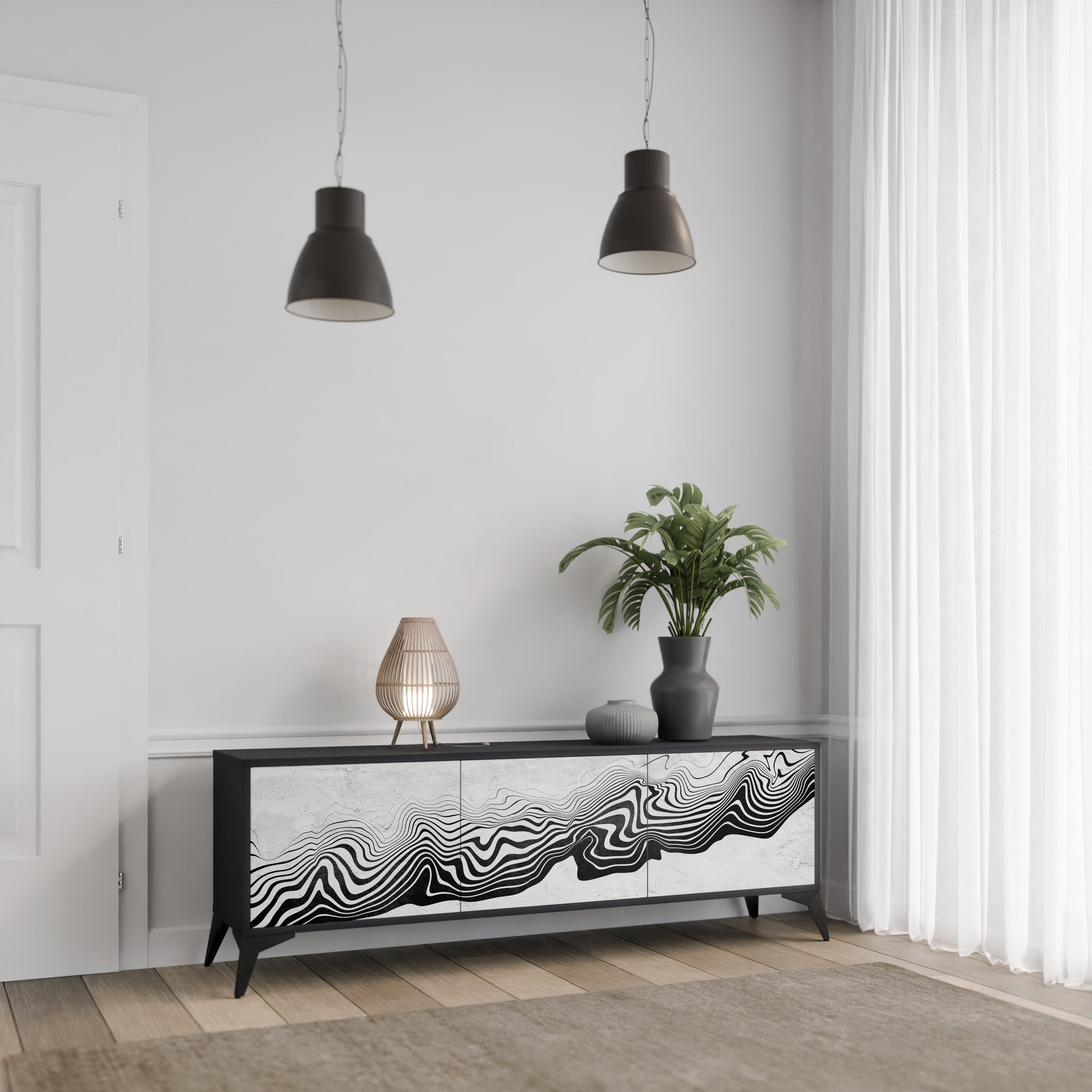 MONOCHROME MIRAGE Szafka RTV 3-drzwiowa korpus Czarny