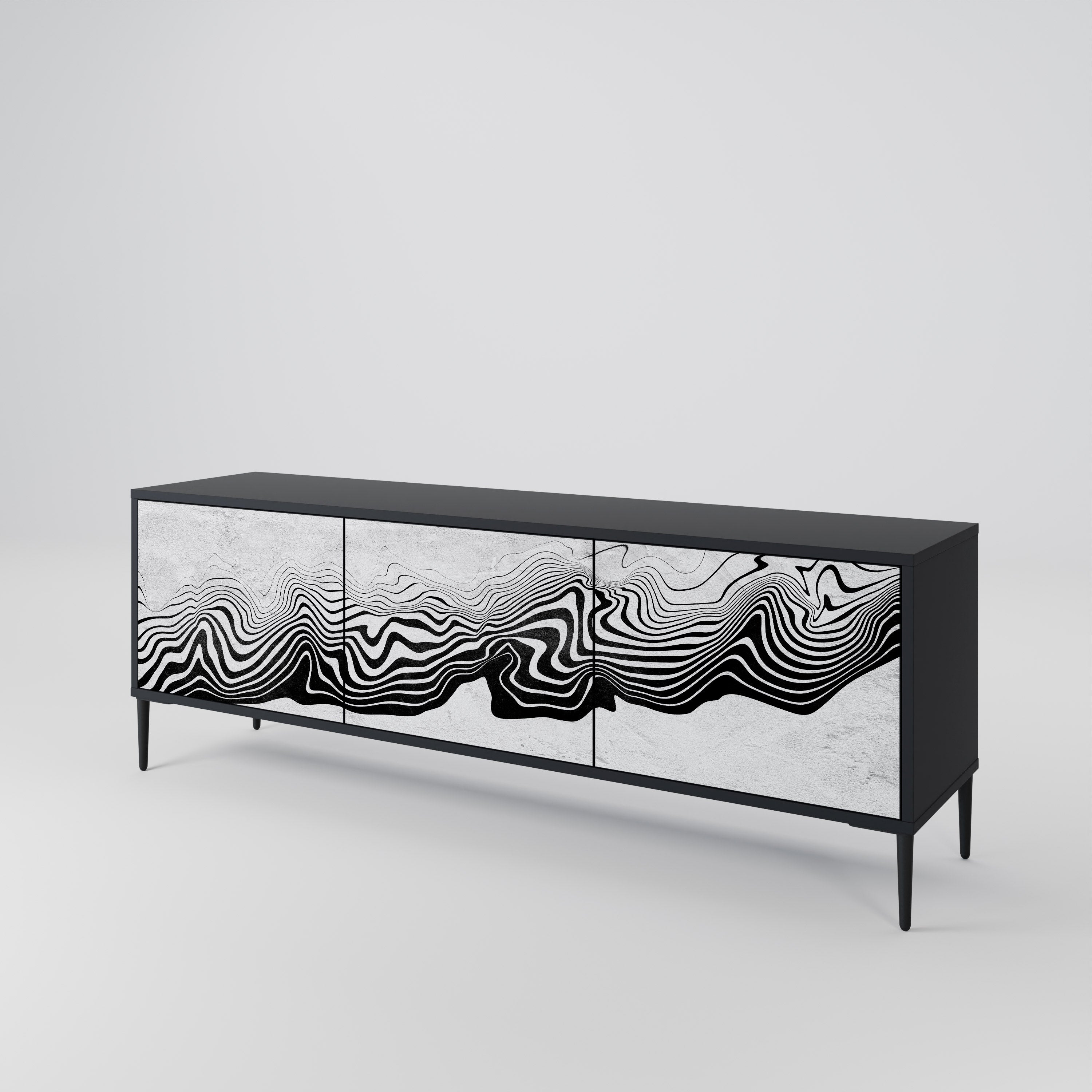 MONOCHROME MIRAGE Szafka RTV 3-drzwiowa korpus Czarny