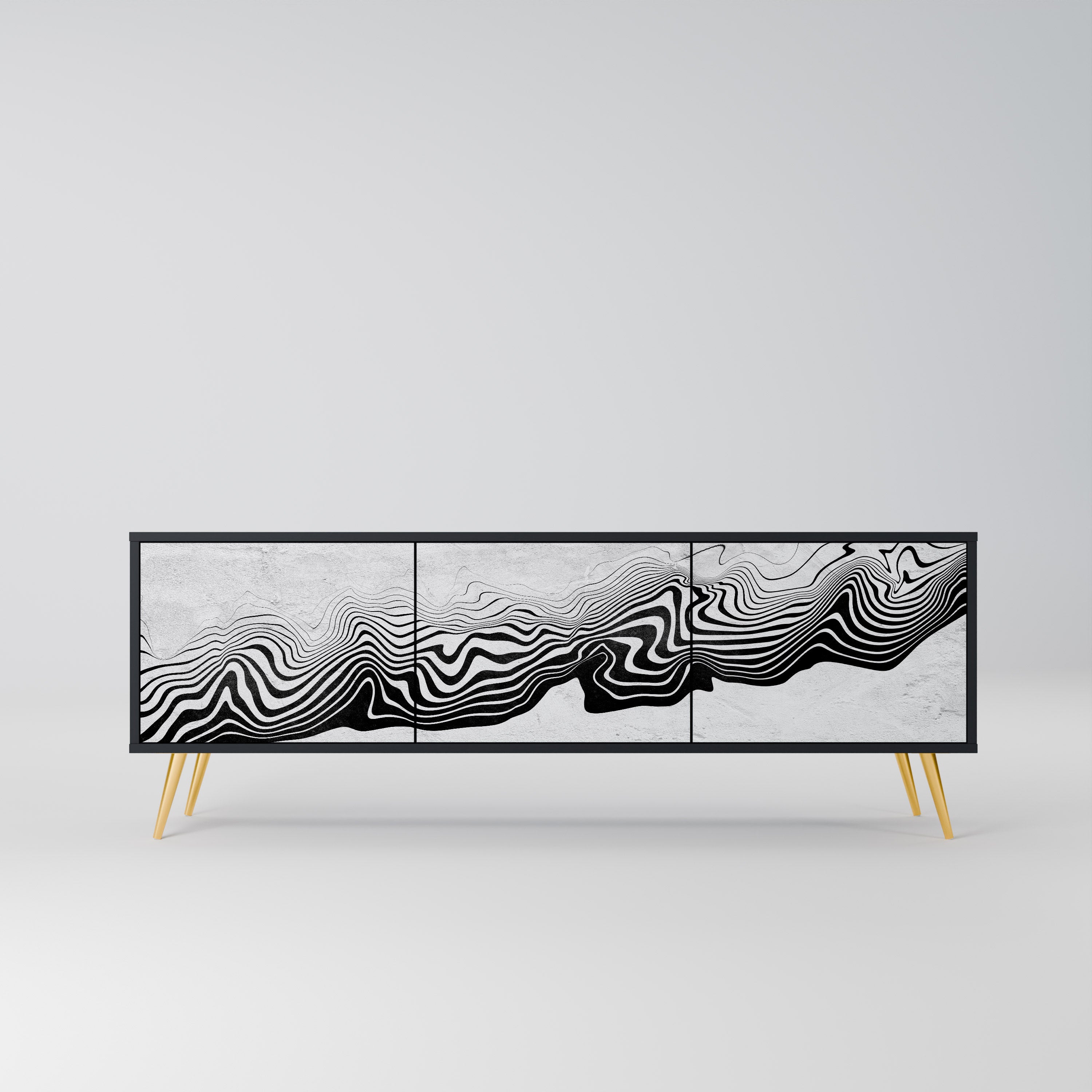 MONOCHROME MIRAGE Szafka RTV 3-drzwiowa korpus Czarny