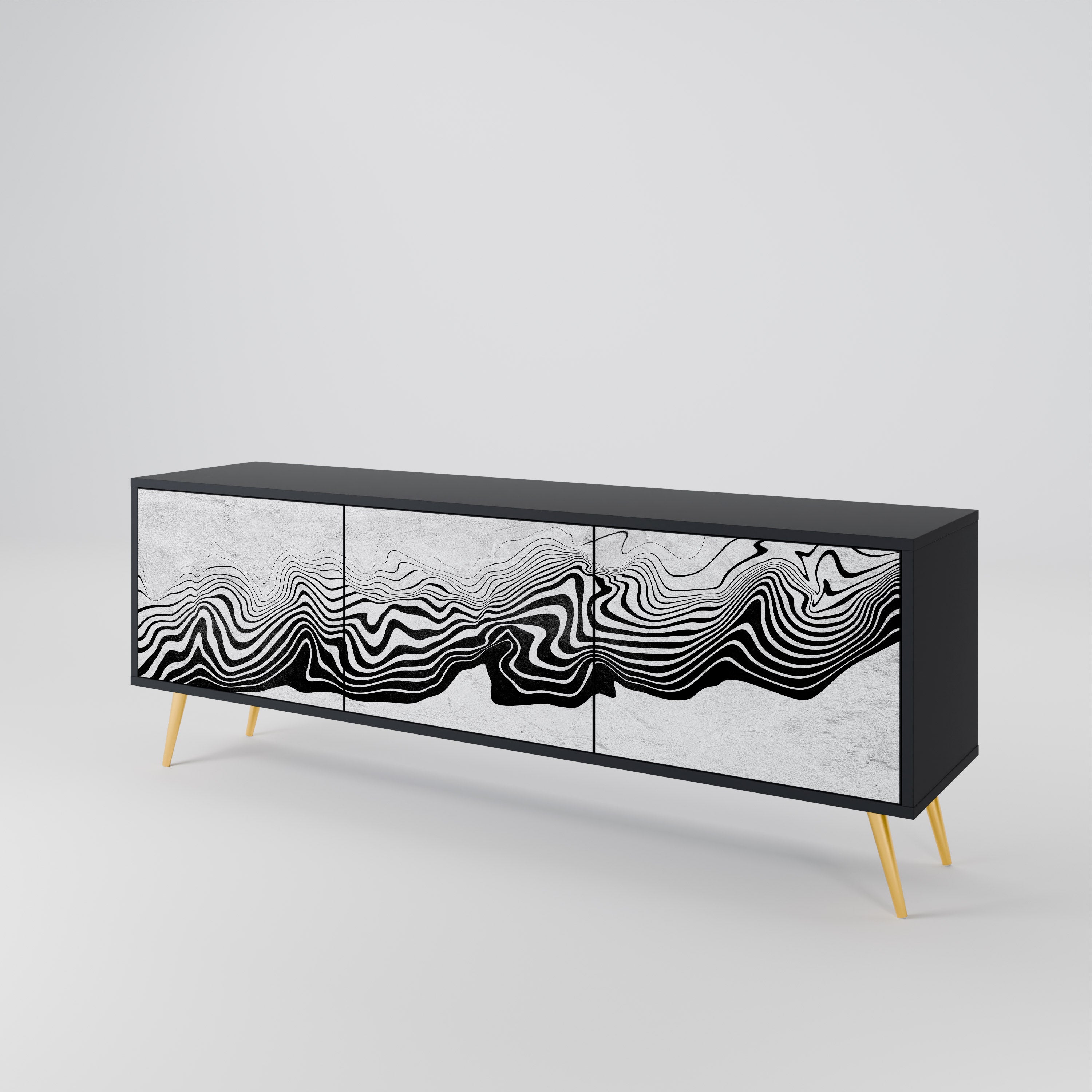 MONOCHROME MIRAGE Szafka RTV 3-drzwiowa korpus Czarny
