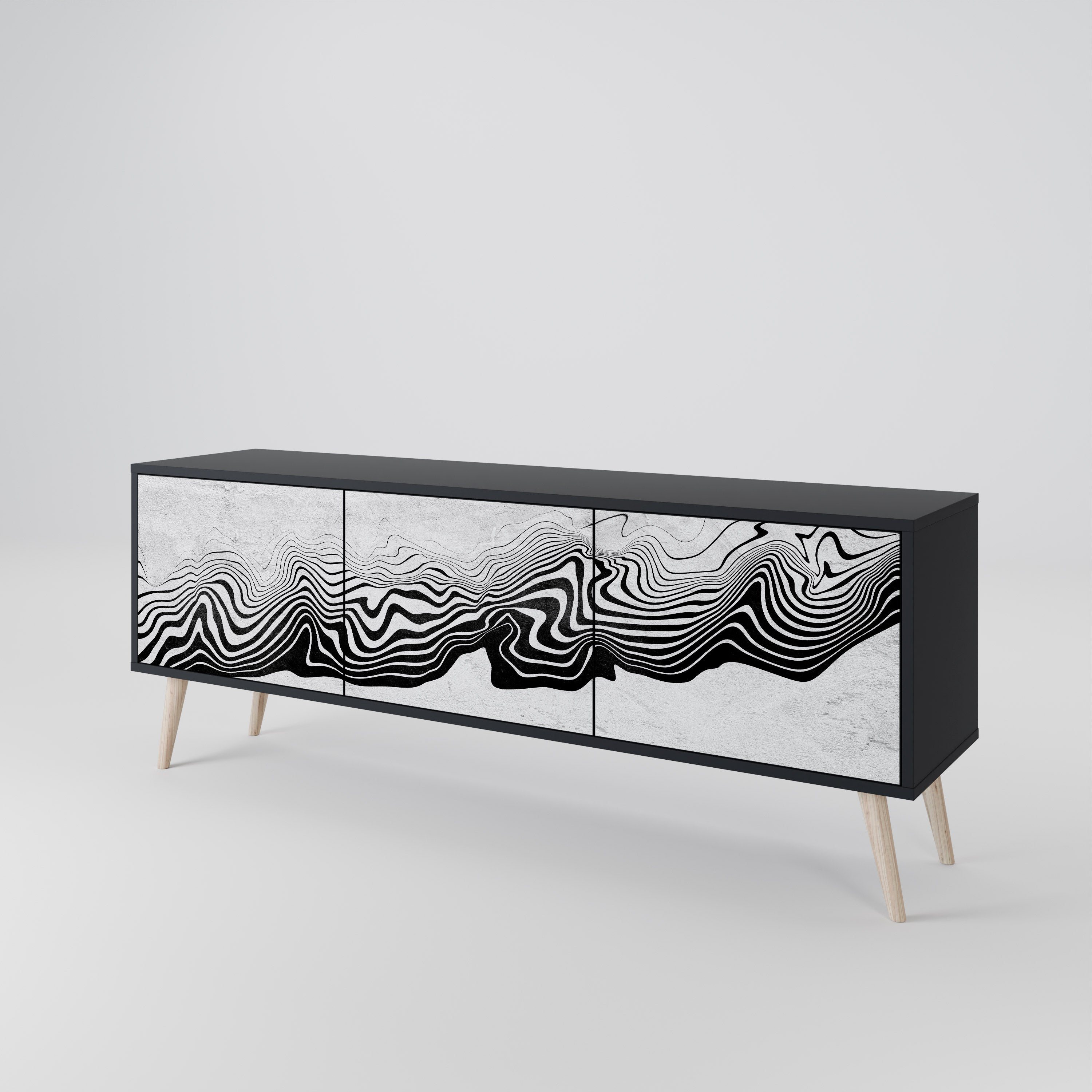 MONOCHROME MIRAGE Szafka RTV 3-drzwiowa korpus Czarny
