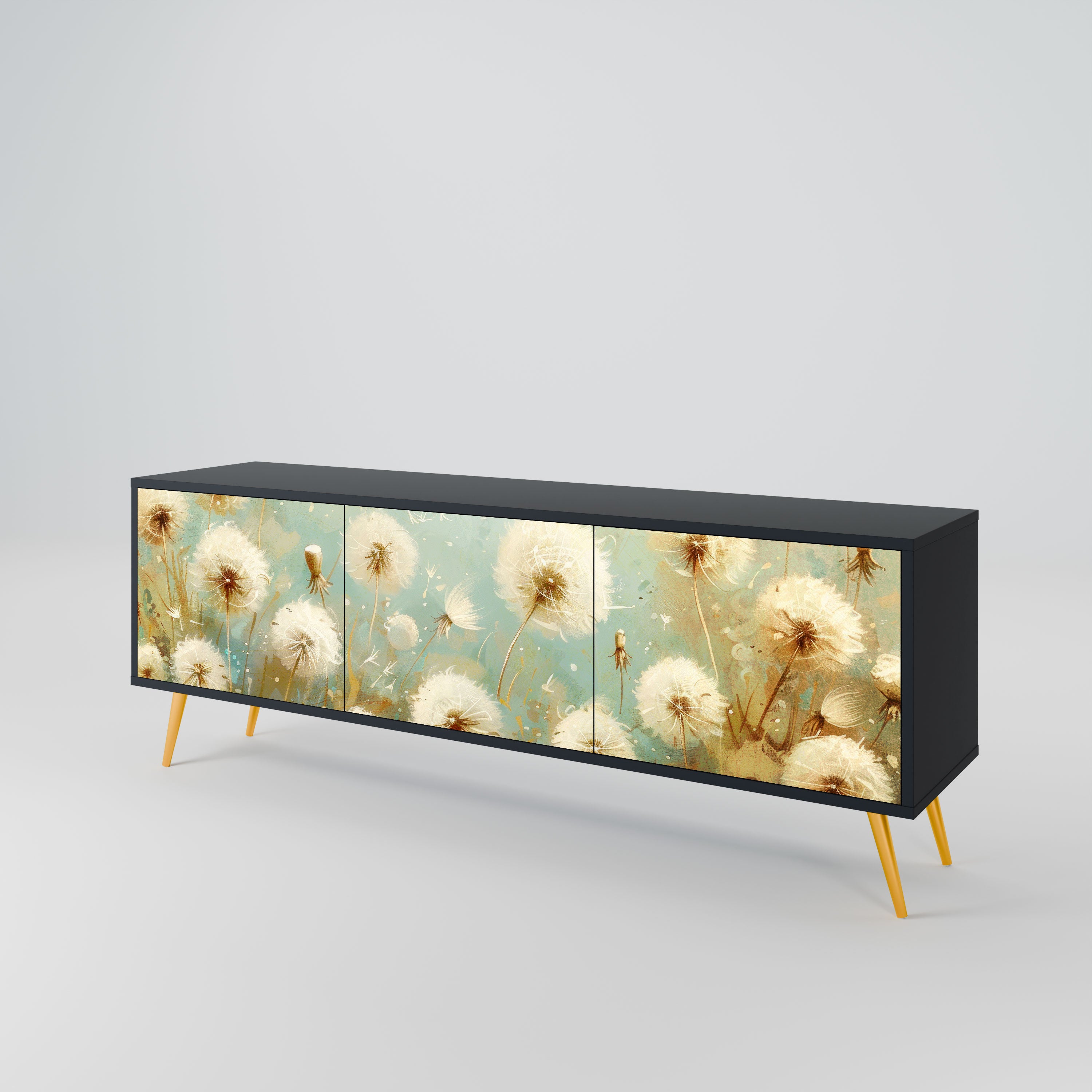 DREAMY MEADOW Szafka RTV 3-drzwiowa korpus Czarny