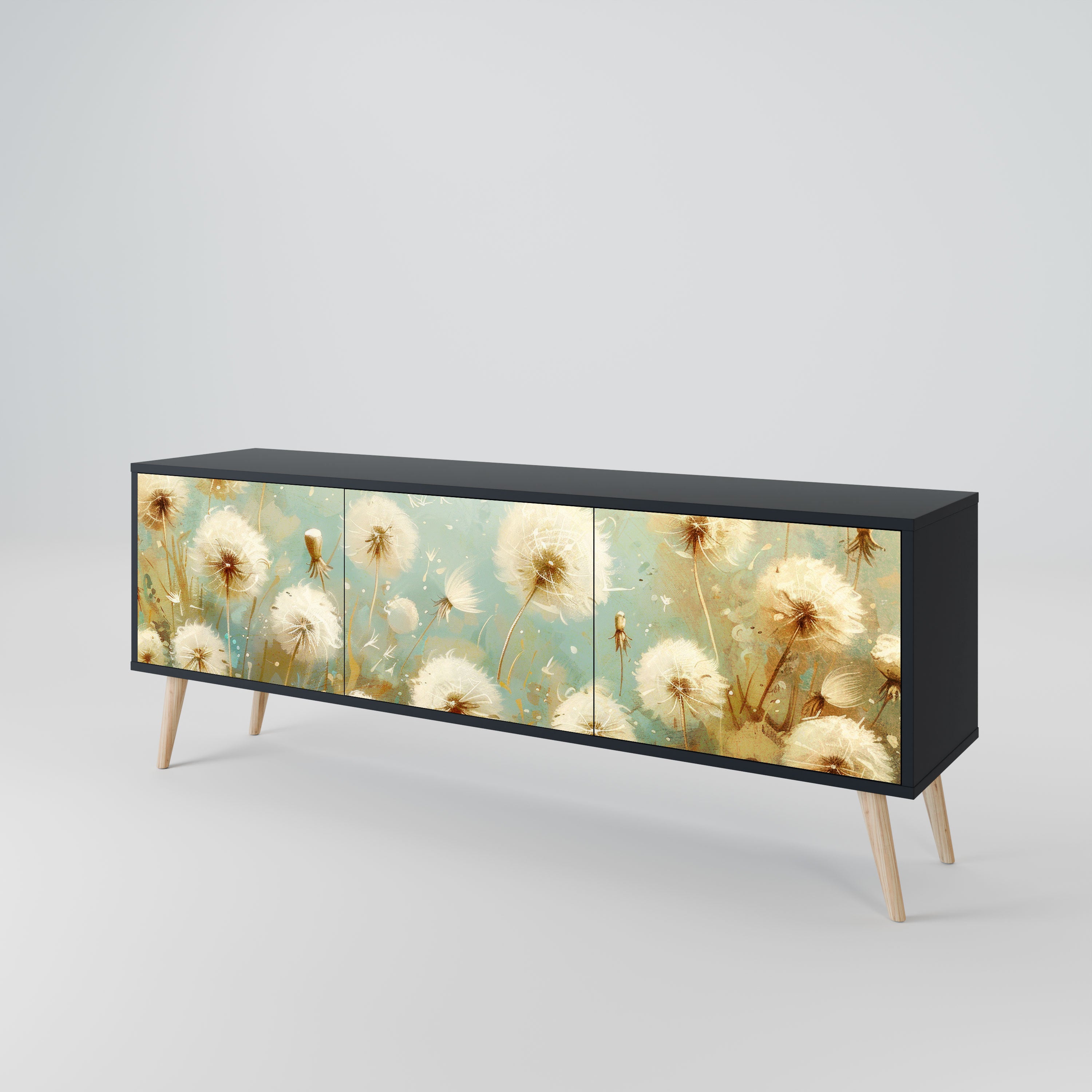 DREAMY MEADOW Szafka RTV 3-drzwiowa korpus Czarny