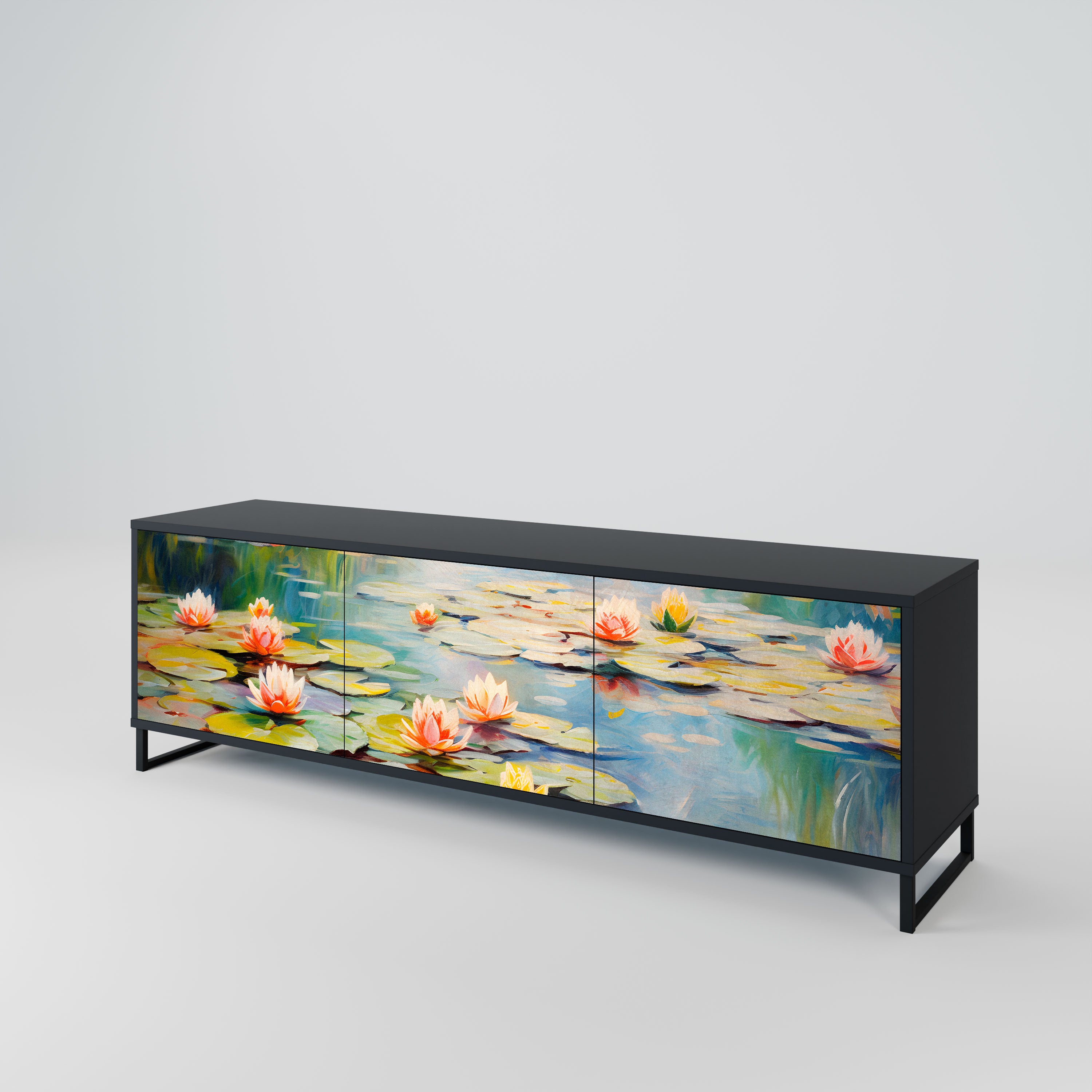 BLOOMING WATERS Szafka RTV 3-drzwiowa korpus Czarny