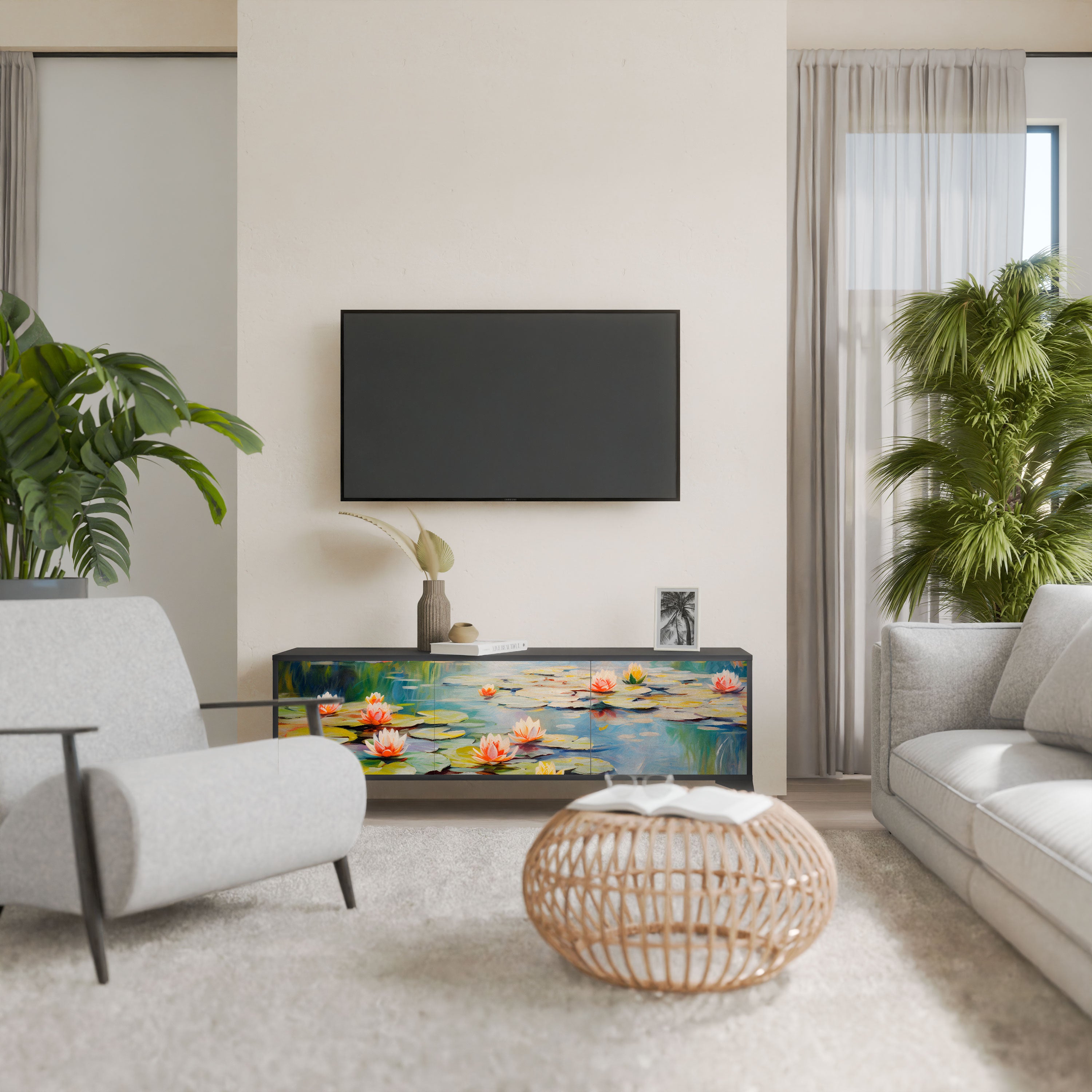 BLOOMING WATERS Szafka RTV 3-drzwiowa korpus Czarny