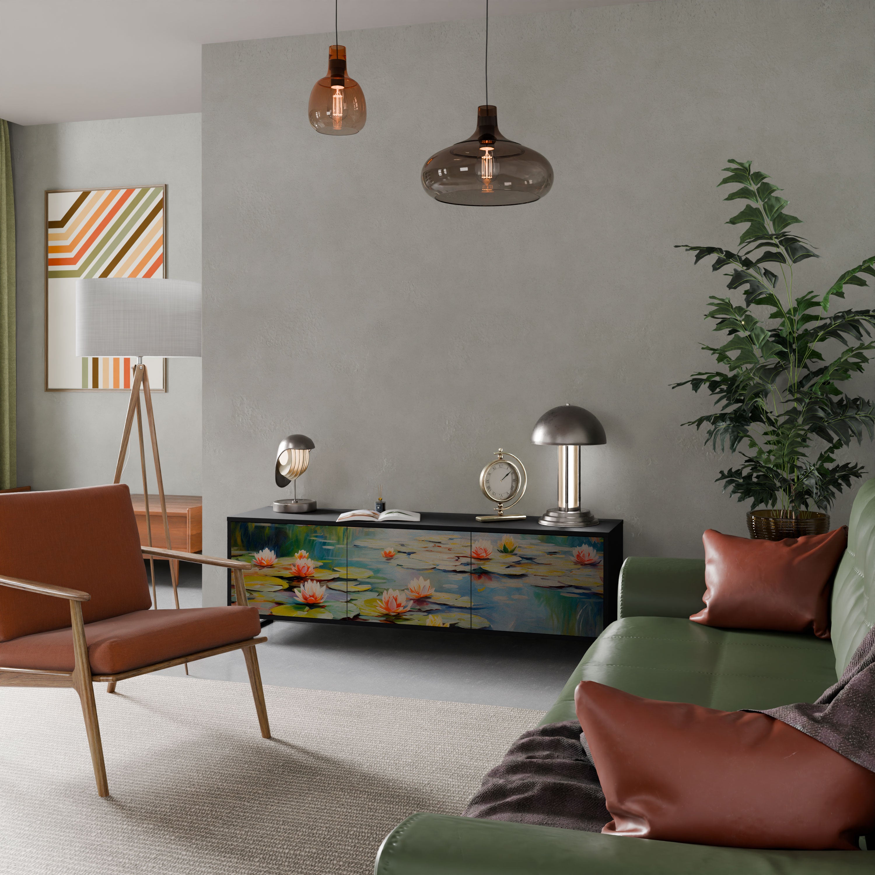 BLOOMING WATERS Szafka RTV 3-drzwiowa korpus Czarny