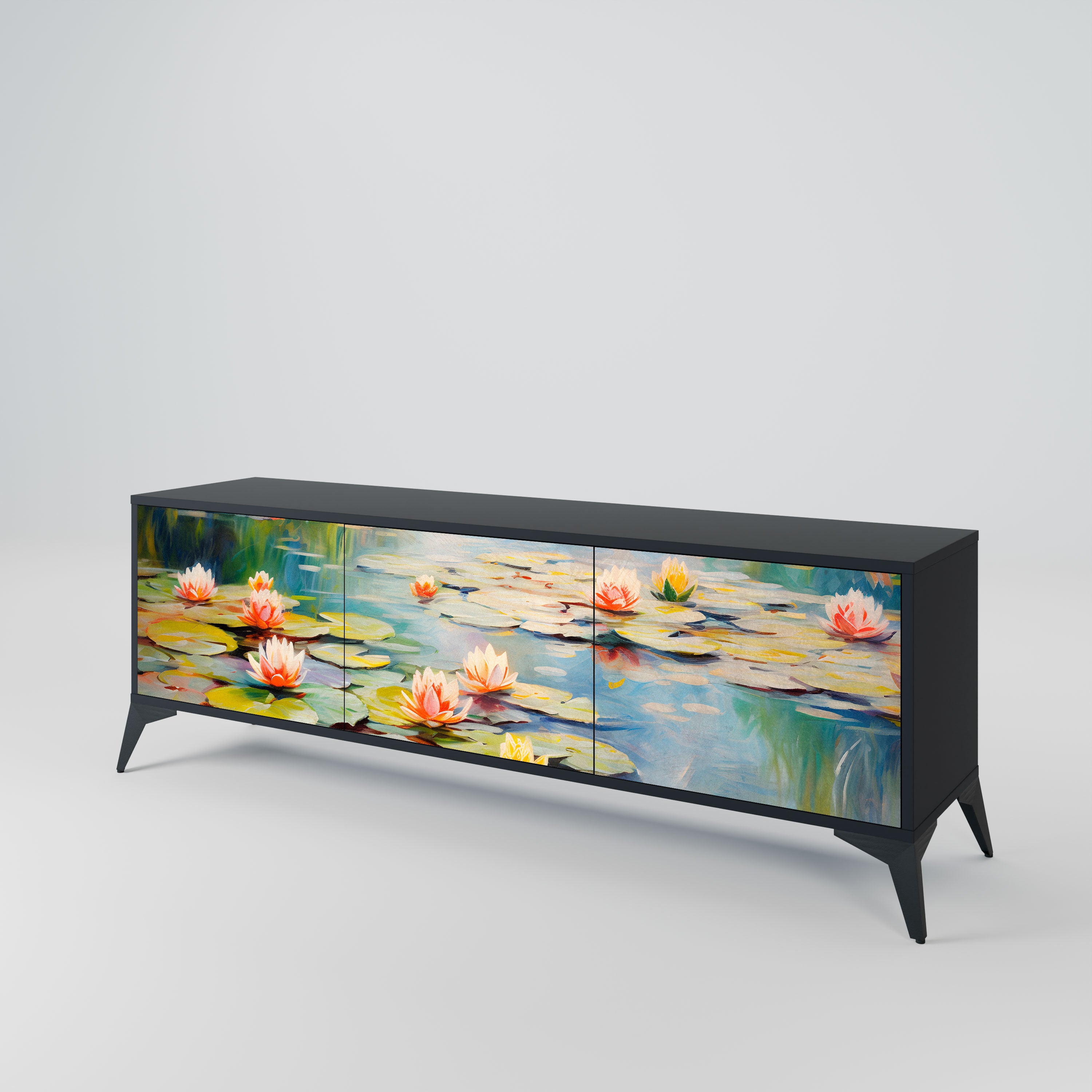 BLOOMING WATERS Szafka RTV 3-drzwiowa korpus Czarny
