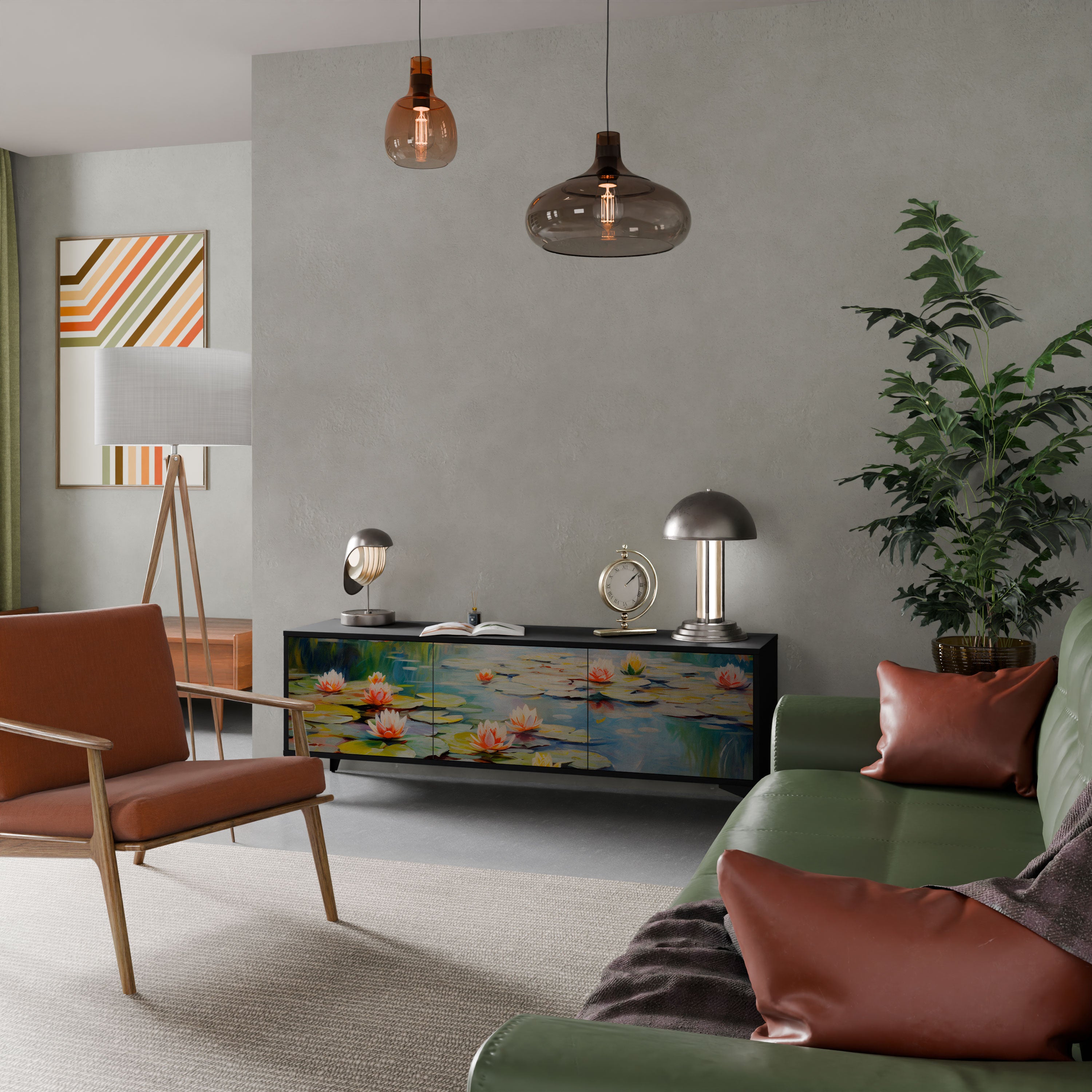 BLOOMING WATERS Szafka RTV 3-drzwiowa korpus Czarny
