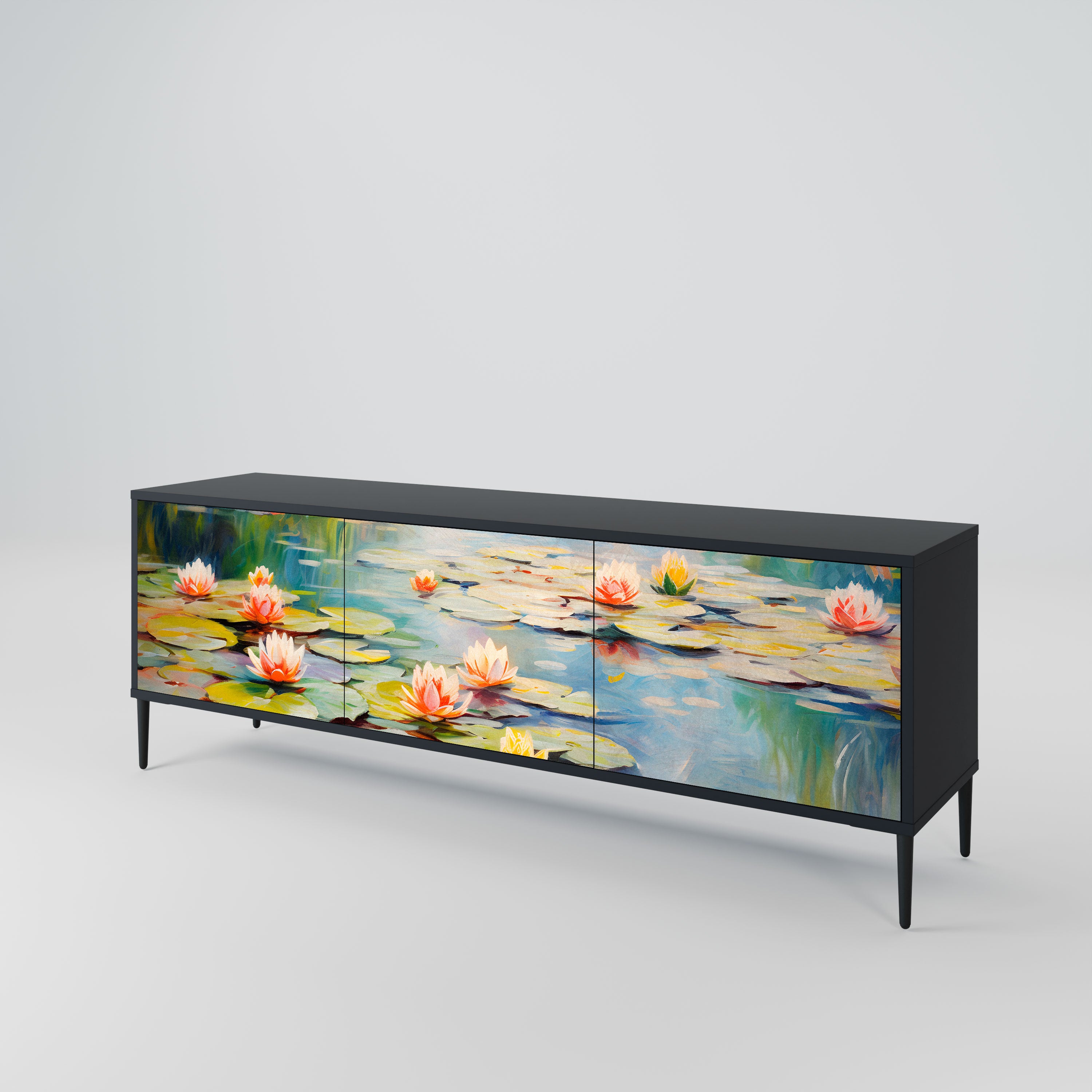 BLOOMING WATERS Szafka RTV 3-drzwiowa korpus Czarny