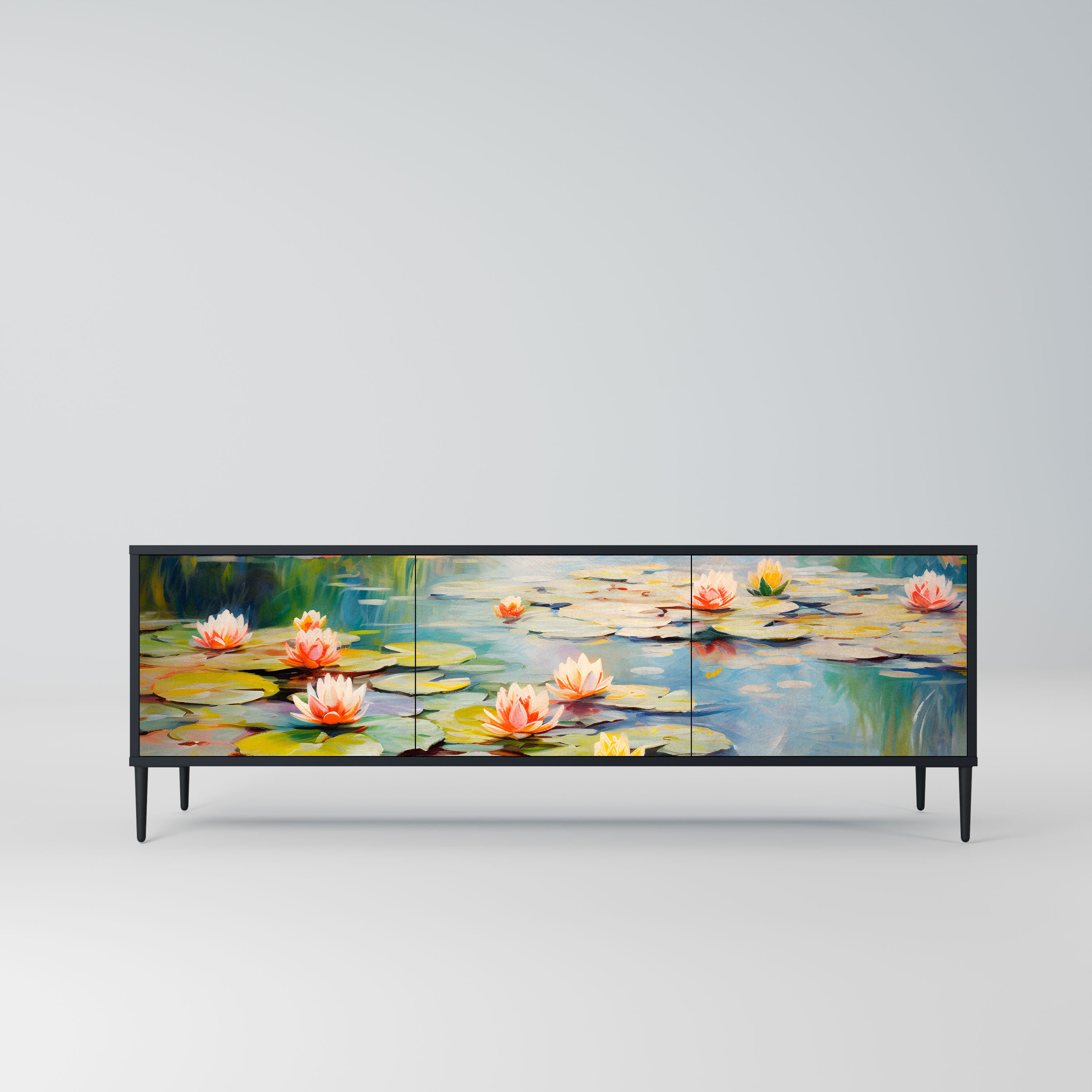 BLOOMING WATERS Szafka RTV 3-drzwiowa korpus Czarny