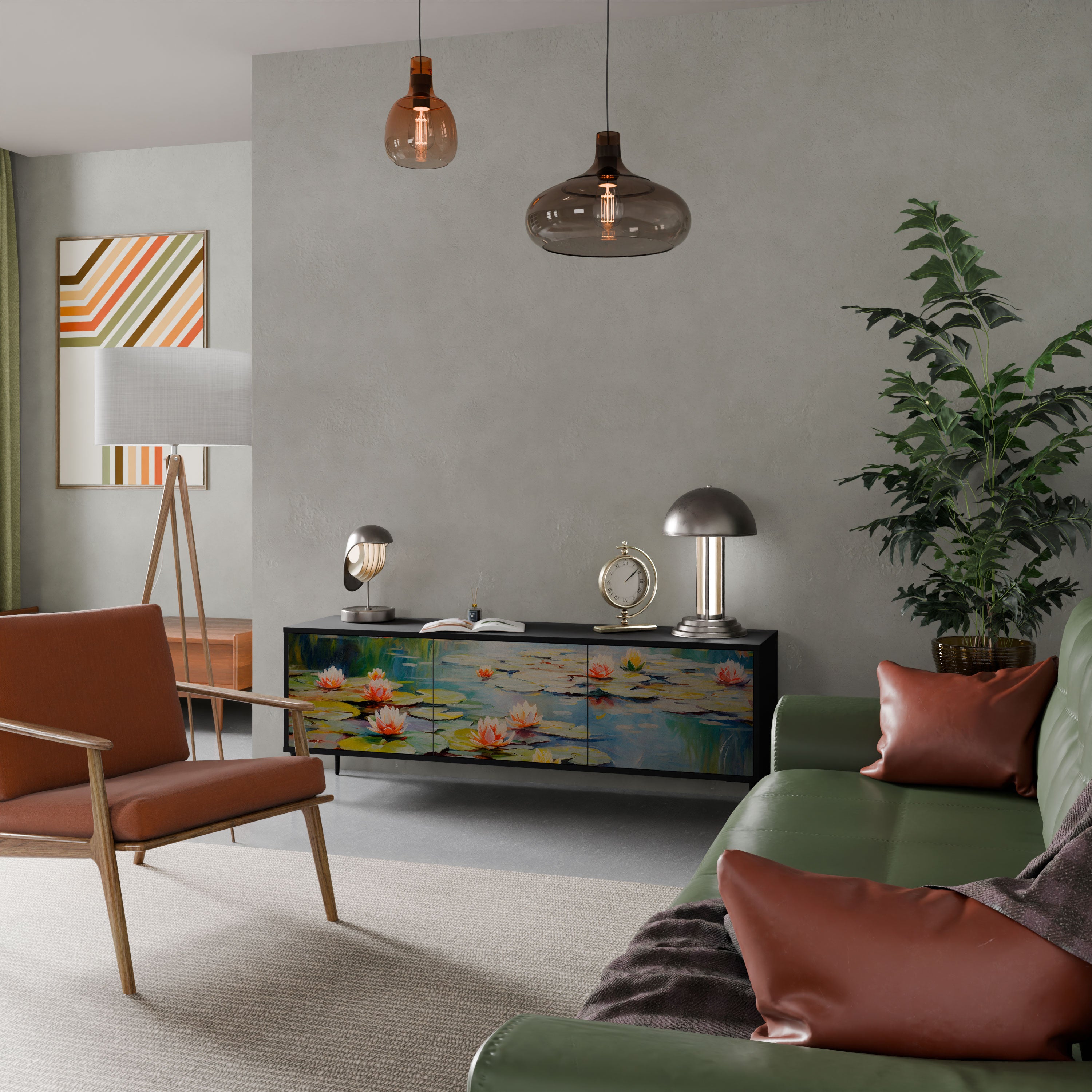 BLOOMING WATERS Szafka RTV 3-drzwiowa korpus Czarny