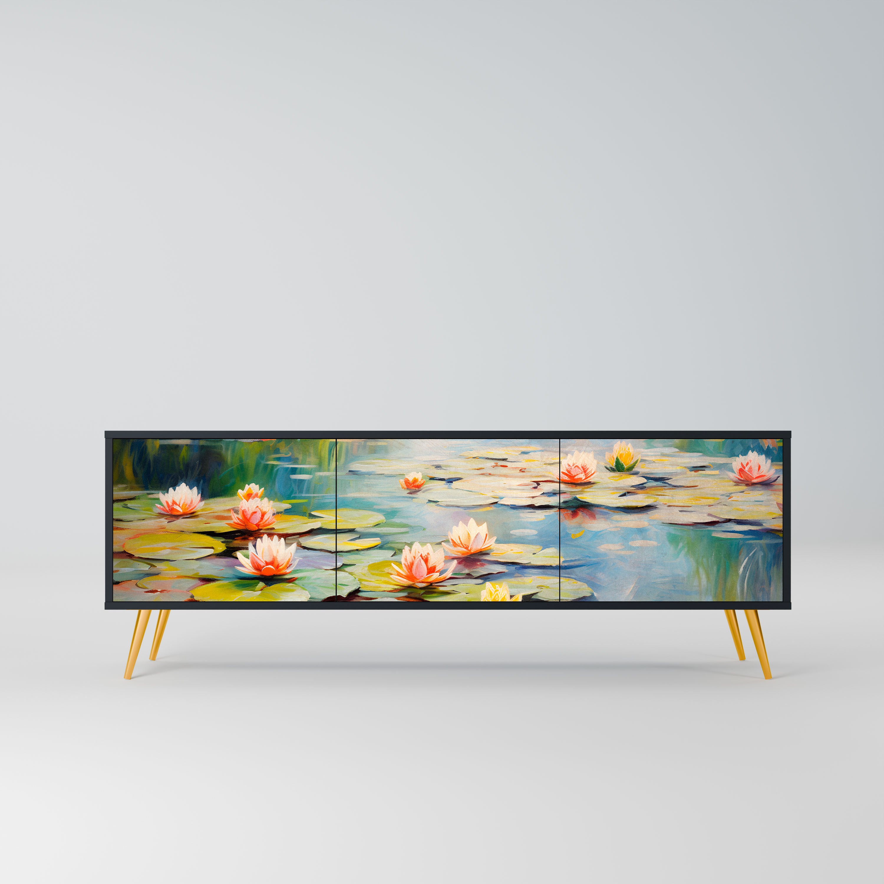 BLOOMING WATERS Szafka RTV 3-drzwiowa korpus Czarny