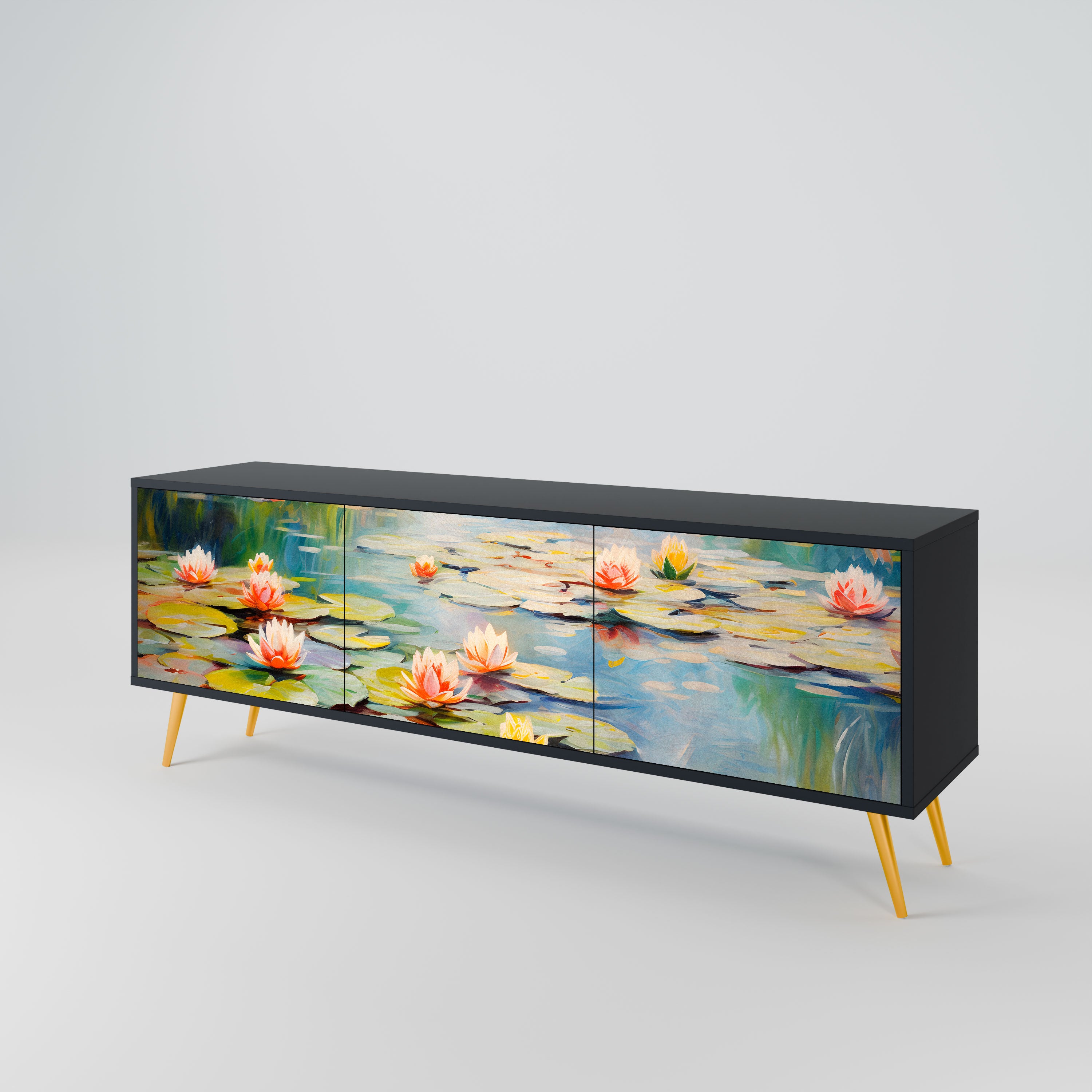 BLOOMING WATERS Szafka RTV 3-drzwiowa korpus Czarny