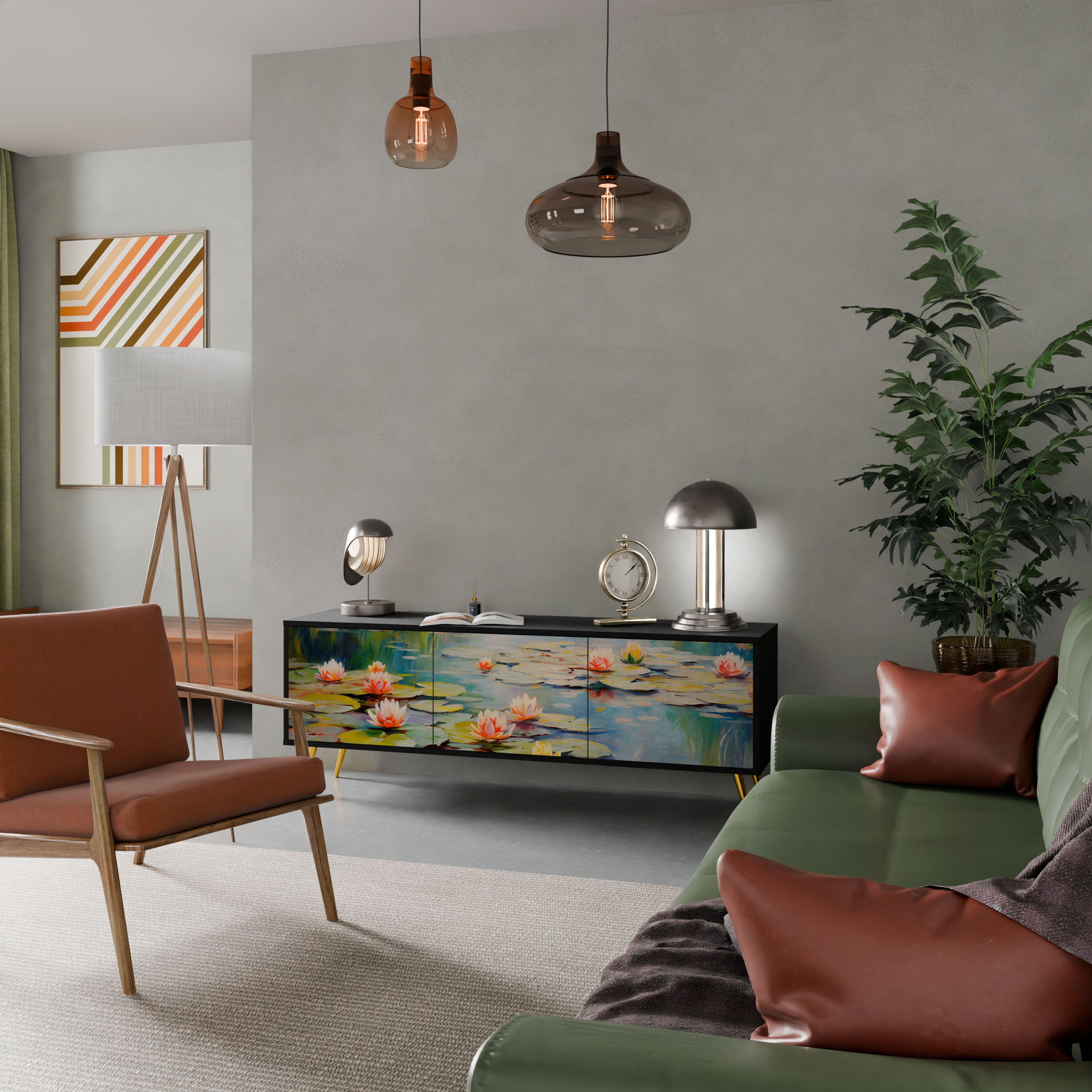 BLOOMING WATERS Szafka RTV 3-drzwiowa korpus Czarny