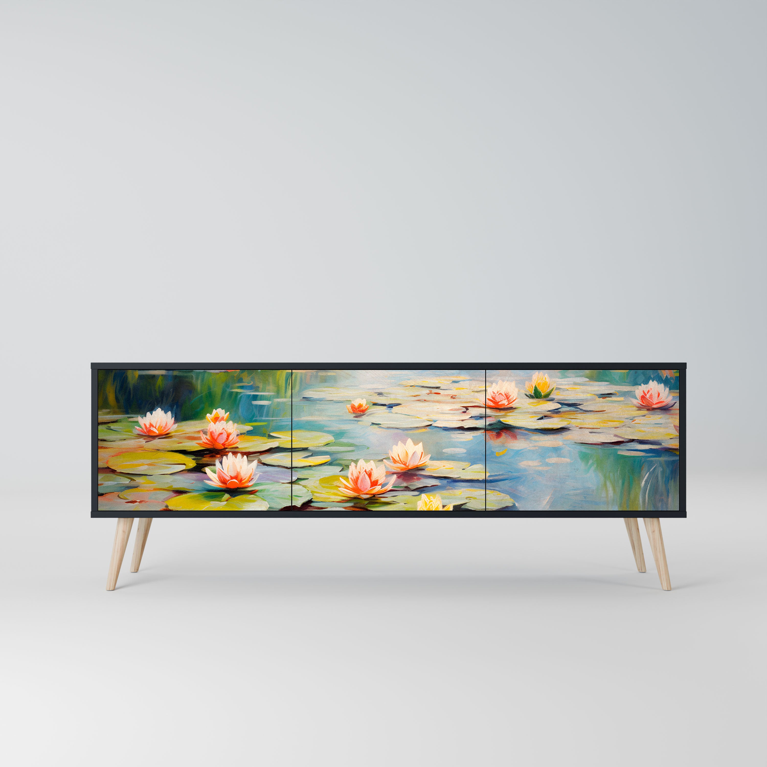 BLOOMING WATERS Szafka RTV 3-drzwiowa korpus Czarny