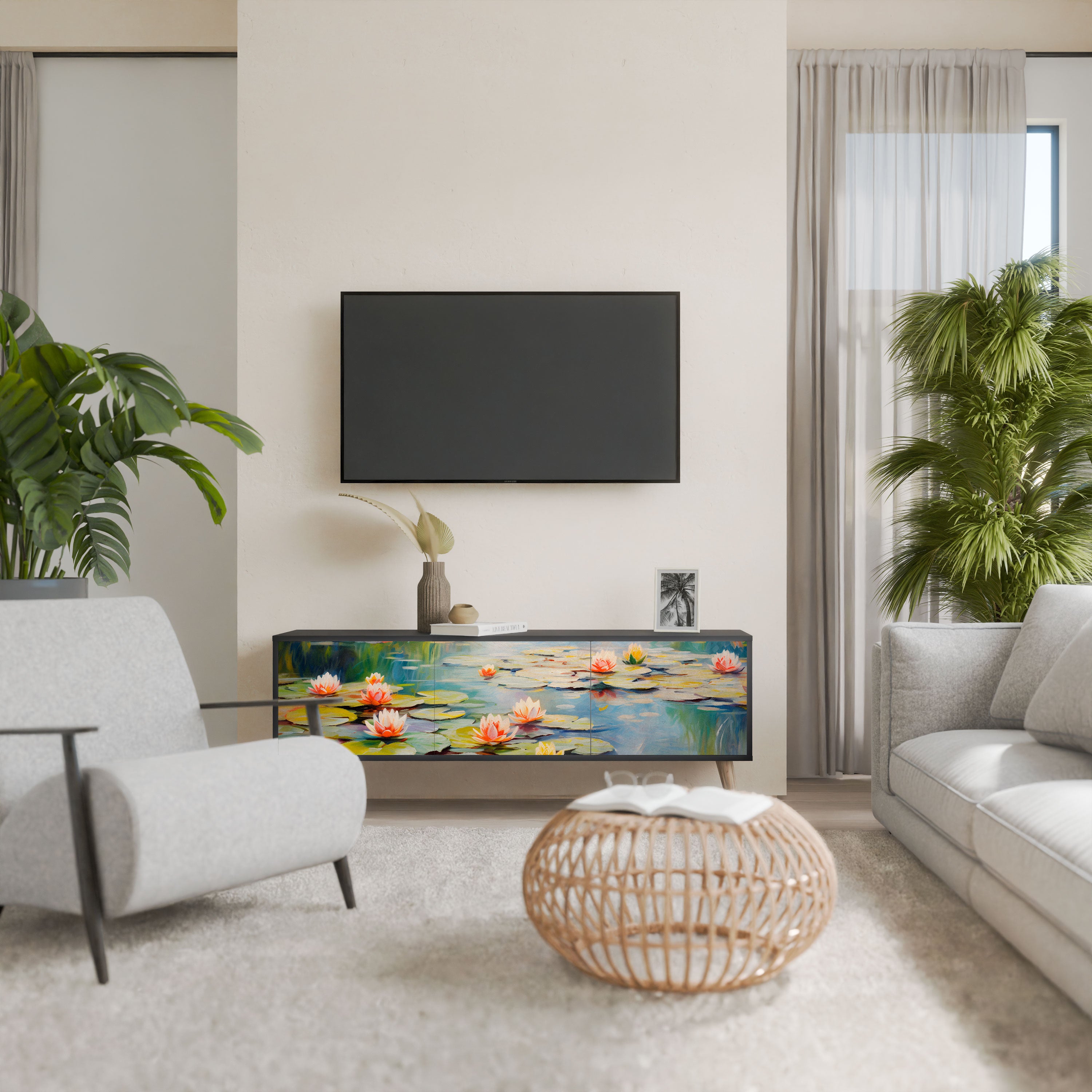 BLOOMING WATERS Szafka RTV 3-drzwiowa korpus Czarny