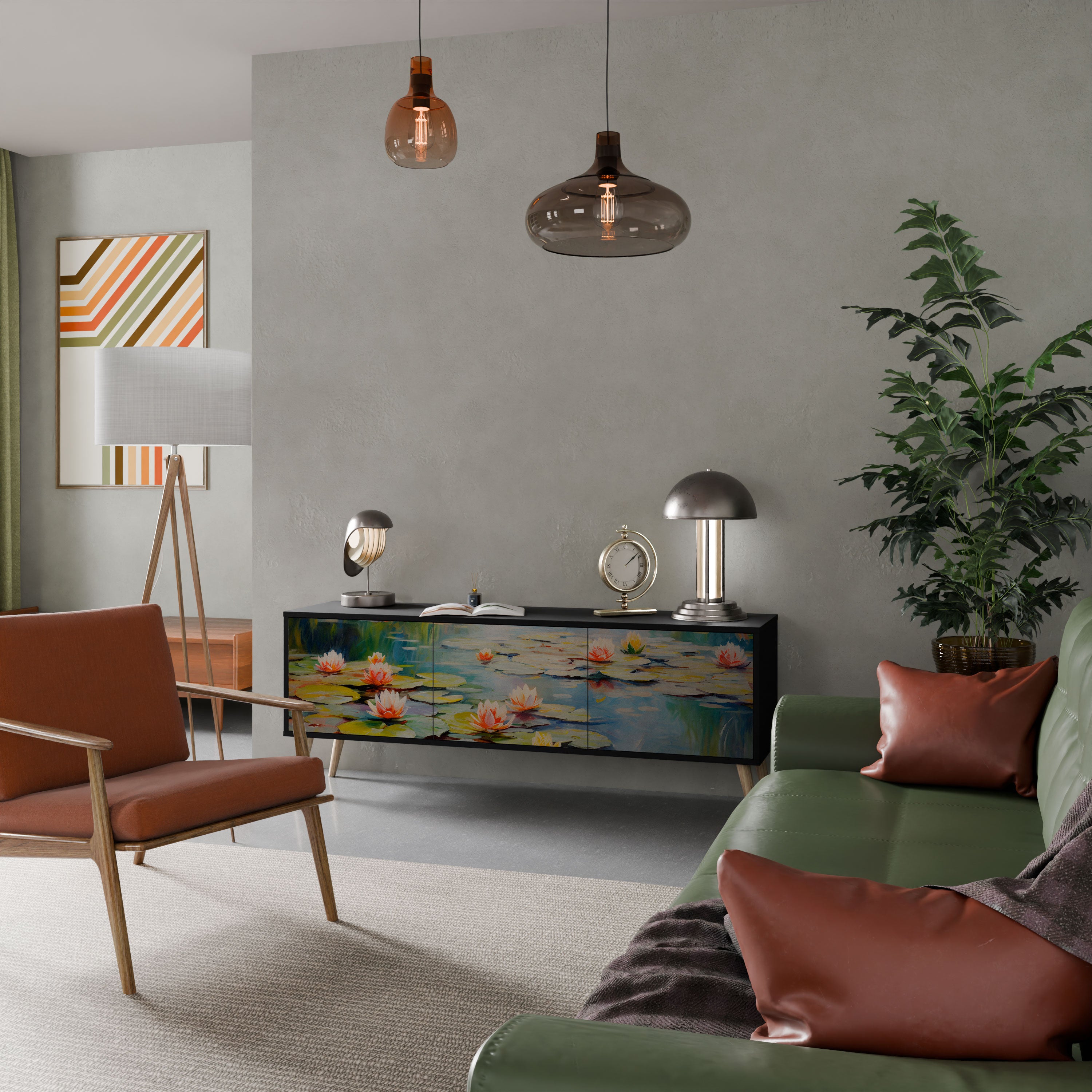 BLOOMING WATERS Szafka RTV 3-drzwiowa korpus Czarny