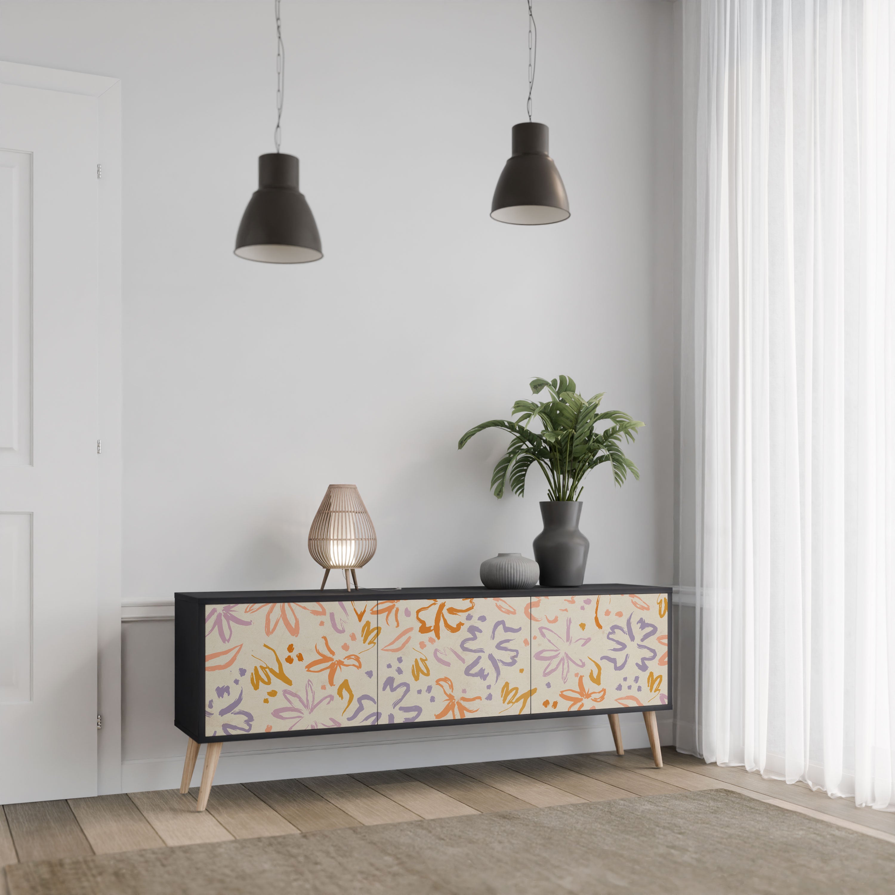 SPRING WHIMSY Szafka RTV 3-drzwiowa korpus Czarny