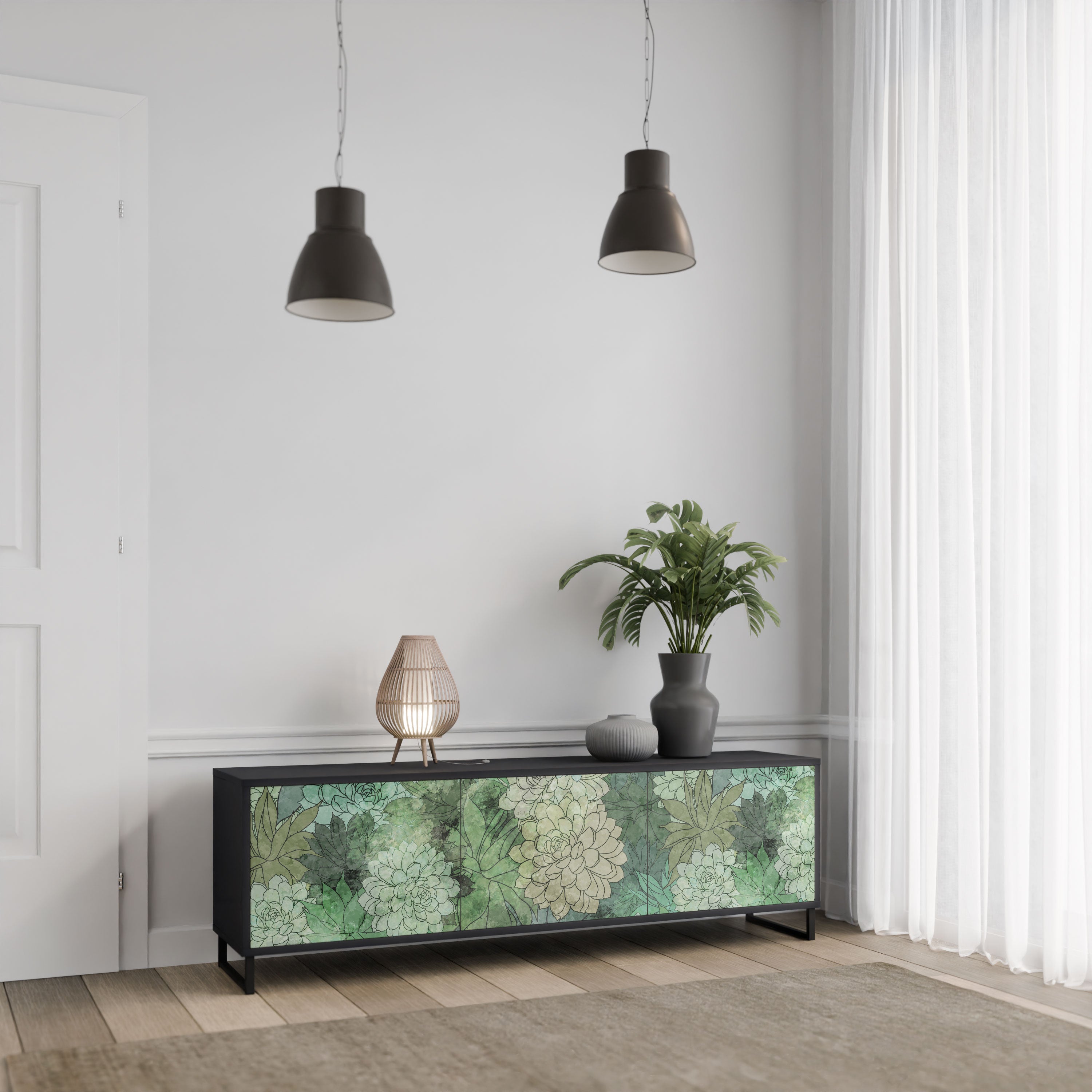 SUCCULENT CLUSTER Szafka RTV 3-drzwiowa korpus Czarny