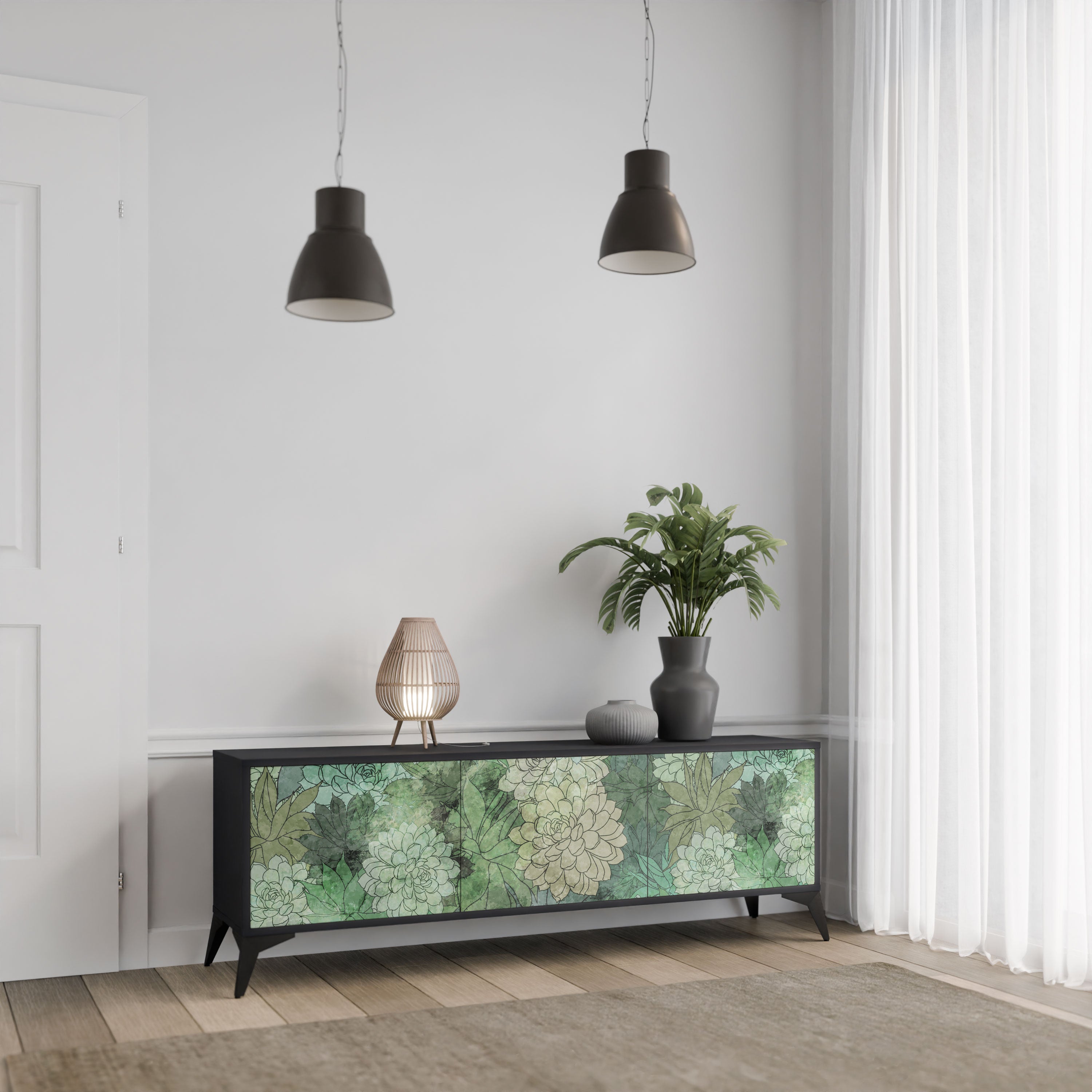 SUCCULENT CLUSTER Szafka RTV 3-drzwiowa korpus Czarny