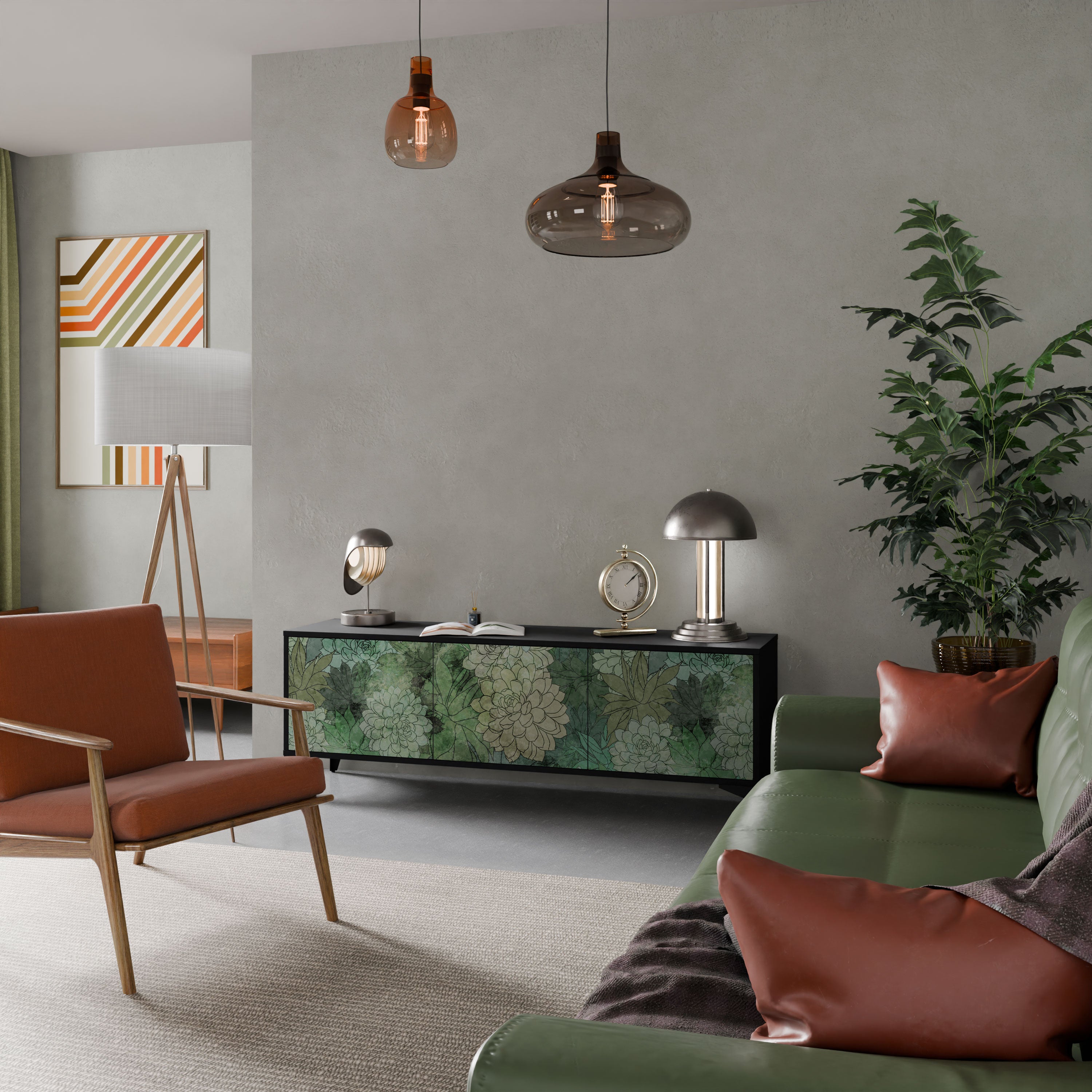 SUCCULENT CLUSTER Szafka RTV 3-drzwiowa korpus Czarny