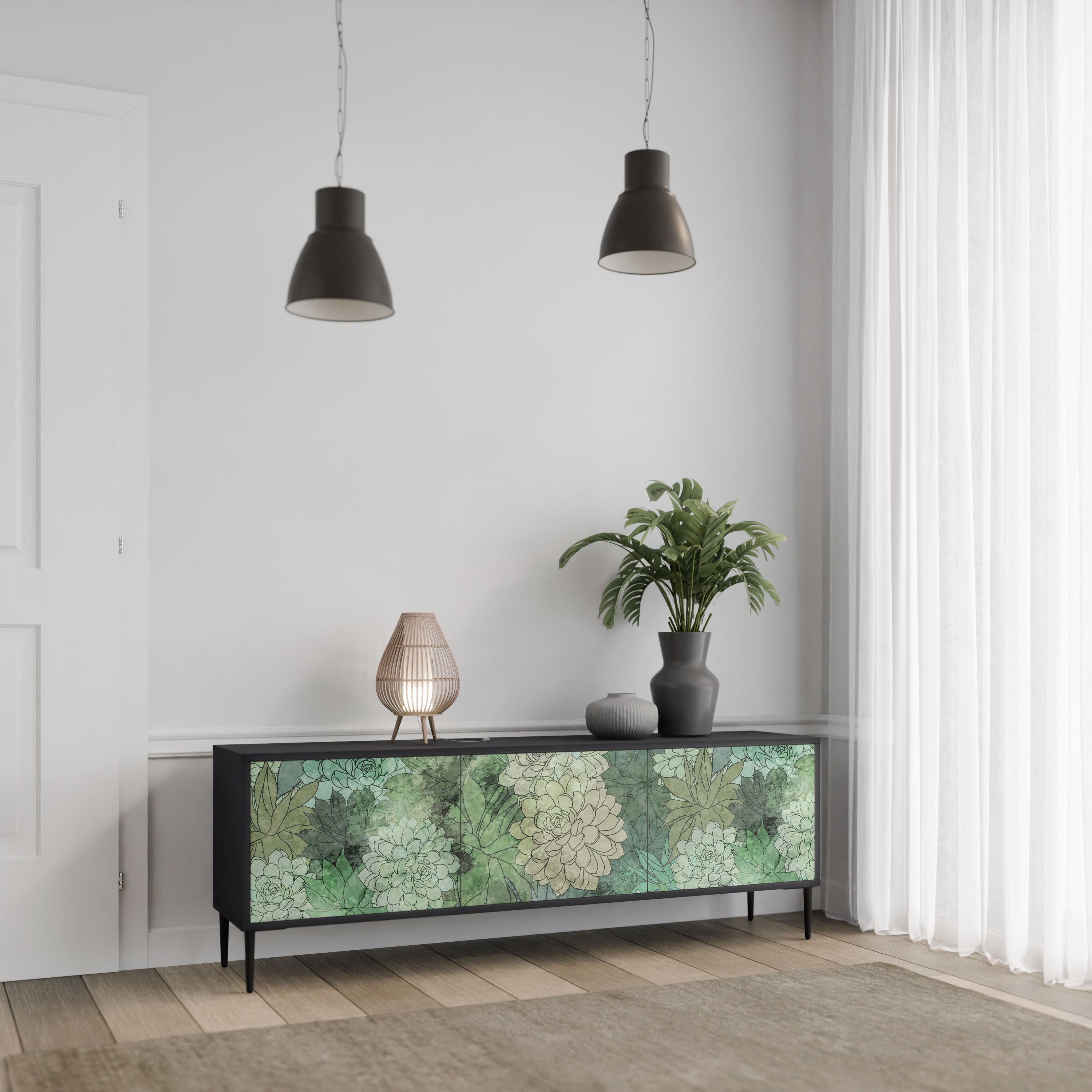 SUCCULENT CLUSTER Szafka RTV 3-drzwiowa korpus Czarny