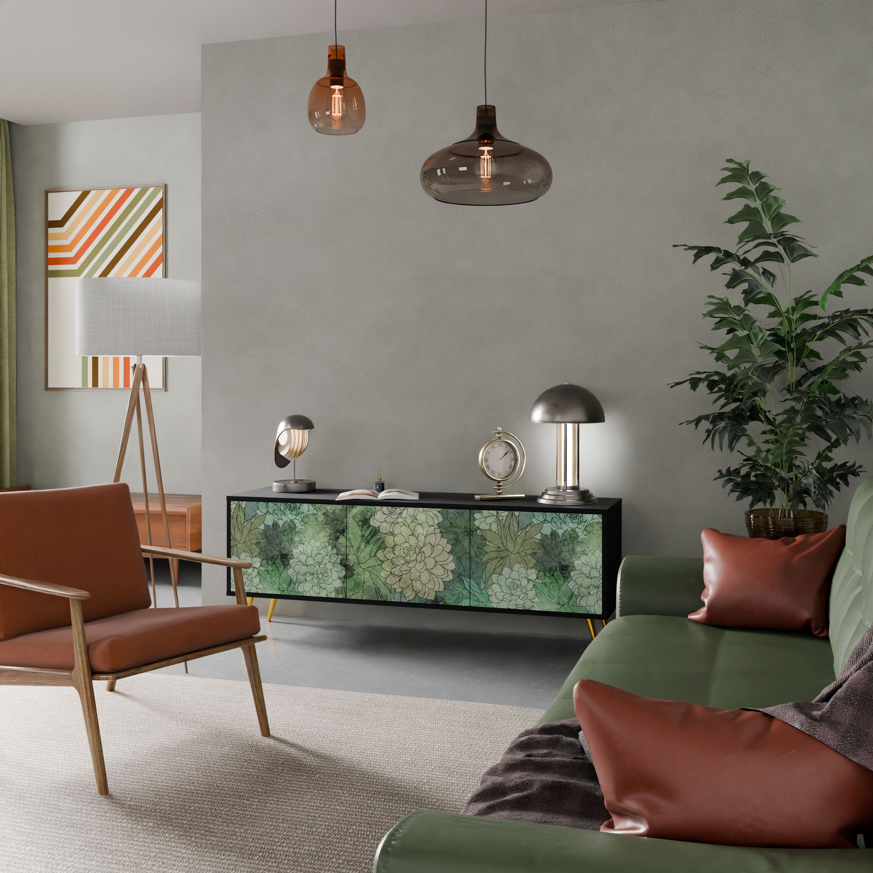 SUCCULENT CLUSTER Szafka RTV 3-drzwiowa korpus Czarny