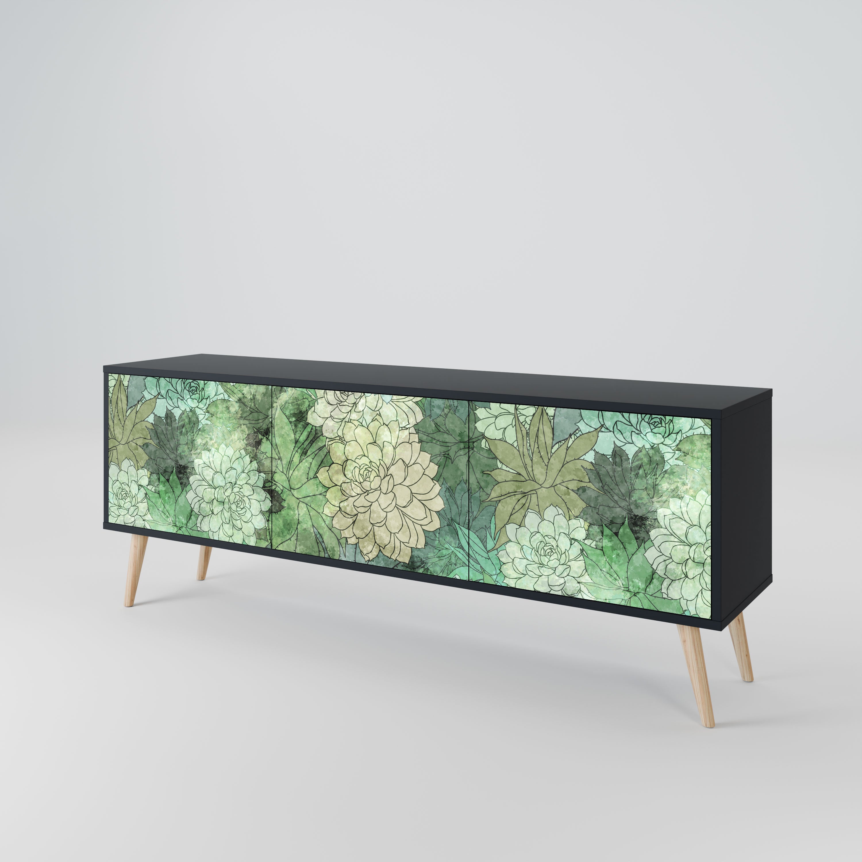 SUCCULENT CLUSTER Szafka RTV 3-drzwiowa korpus Czarny