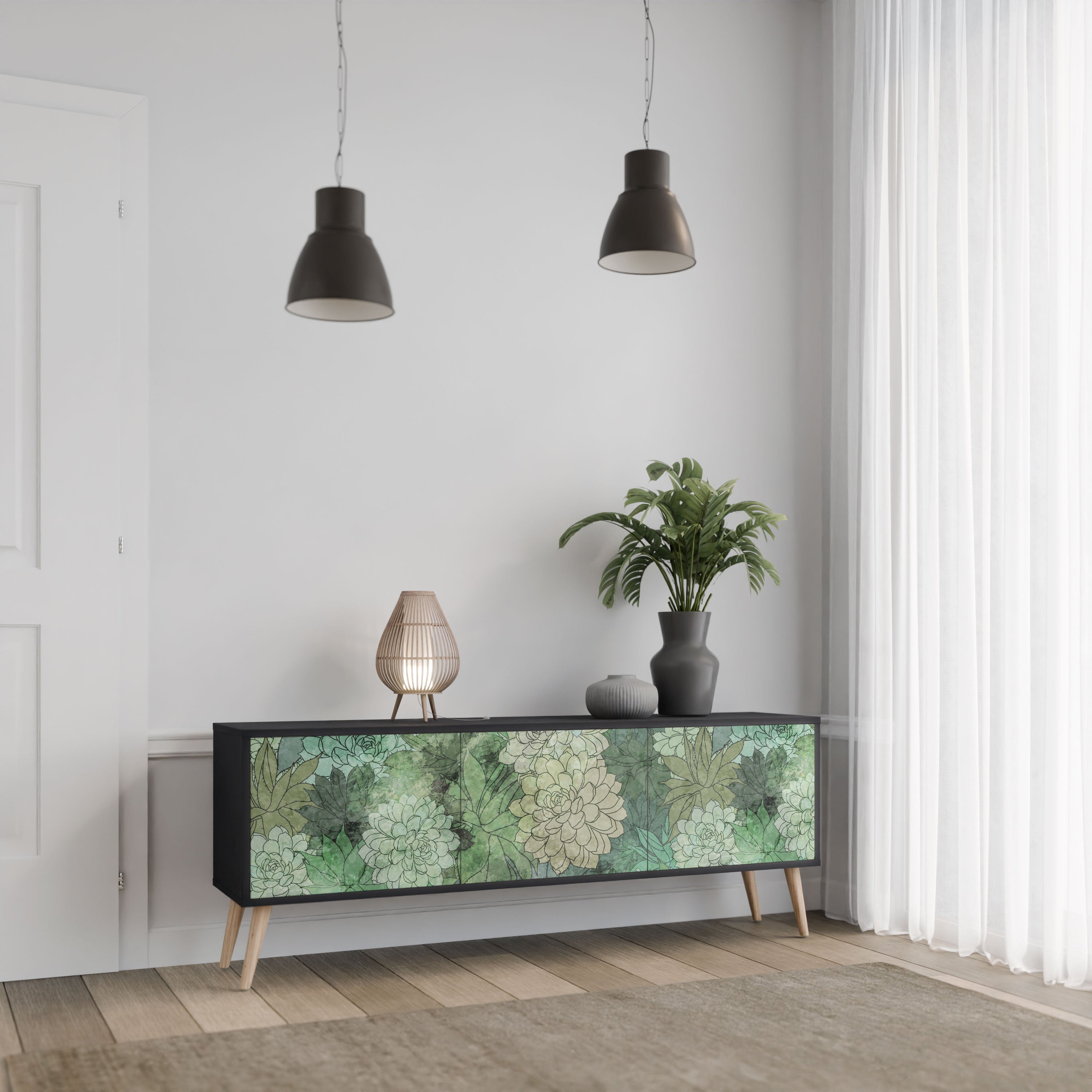 SUCCULENT CLUSTER Szafka RTV 3-drzwiowa korpus Czarny