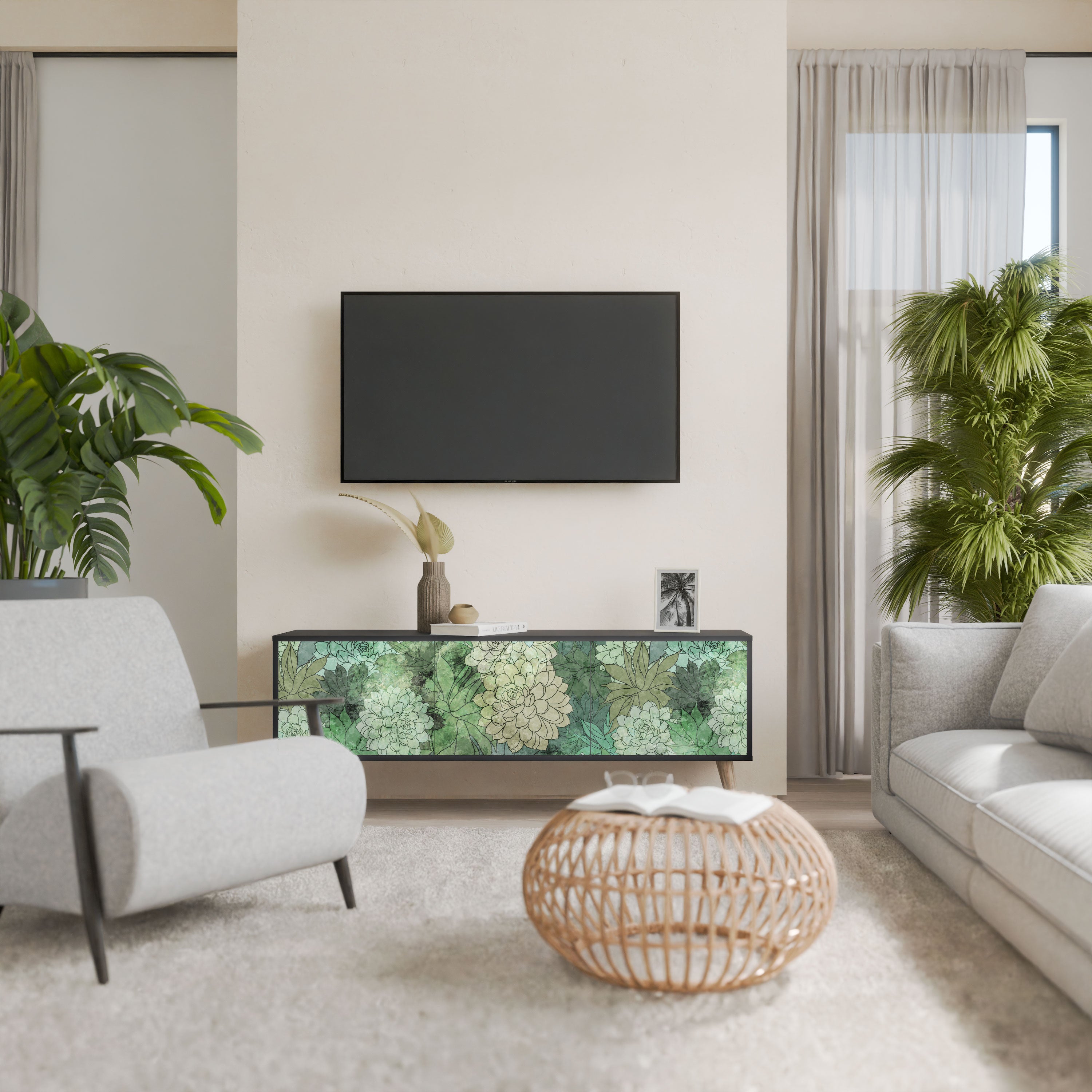 SUCCULENT CLUSTER Szafka RTV 3-drzwiowa korpus Czarny