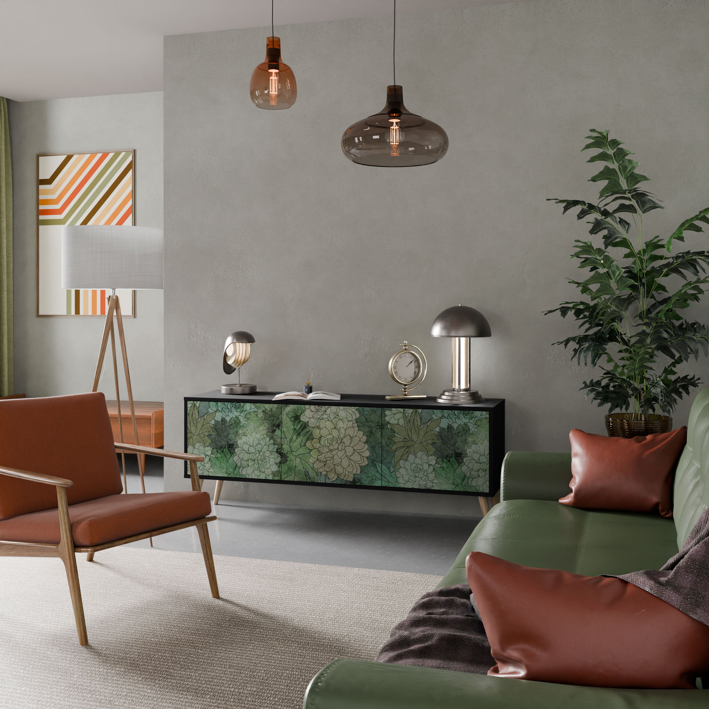 SUCCULENT CLUSTER Szafka RTV 3-drzwiowa korpus Czarny