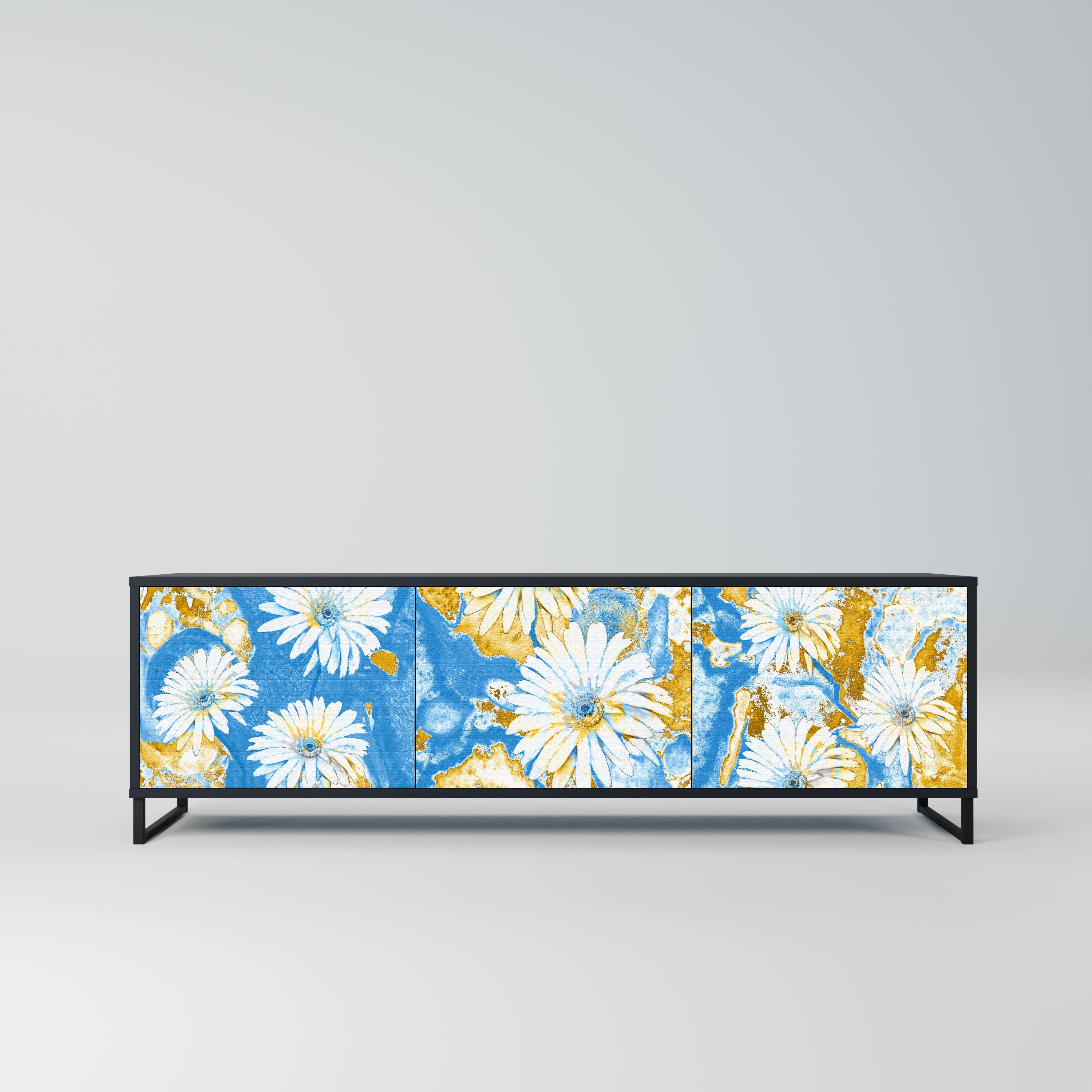 DAISY LUXE Szafka RTV 3-drzwiowa korpus Czarny