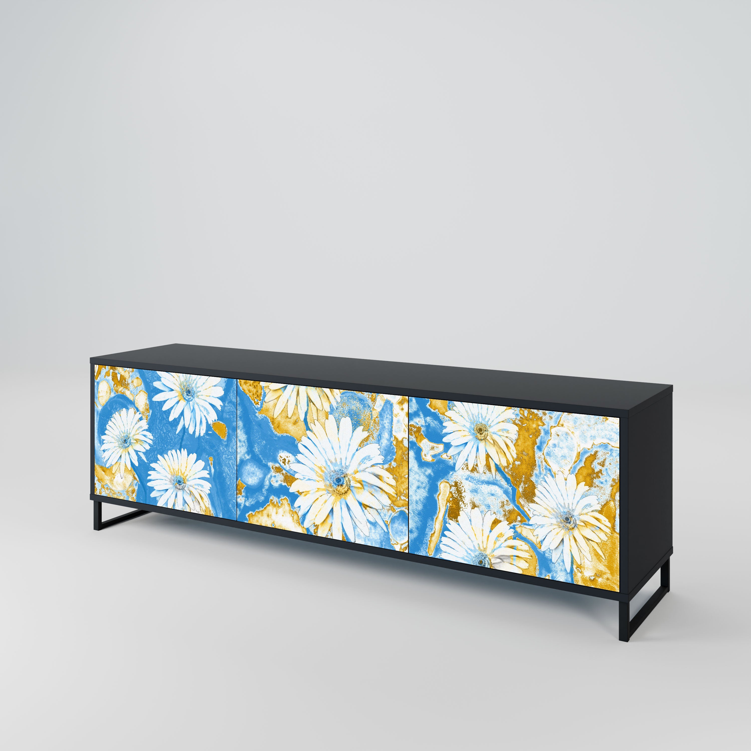 DAISY LUXE Szafka RTV 3-drzwiowa korpus Czarny