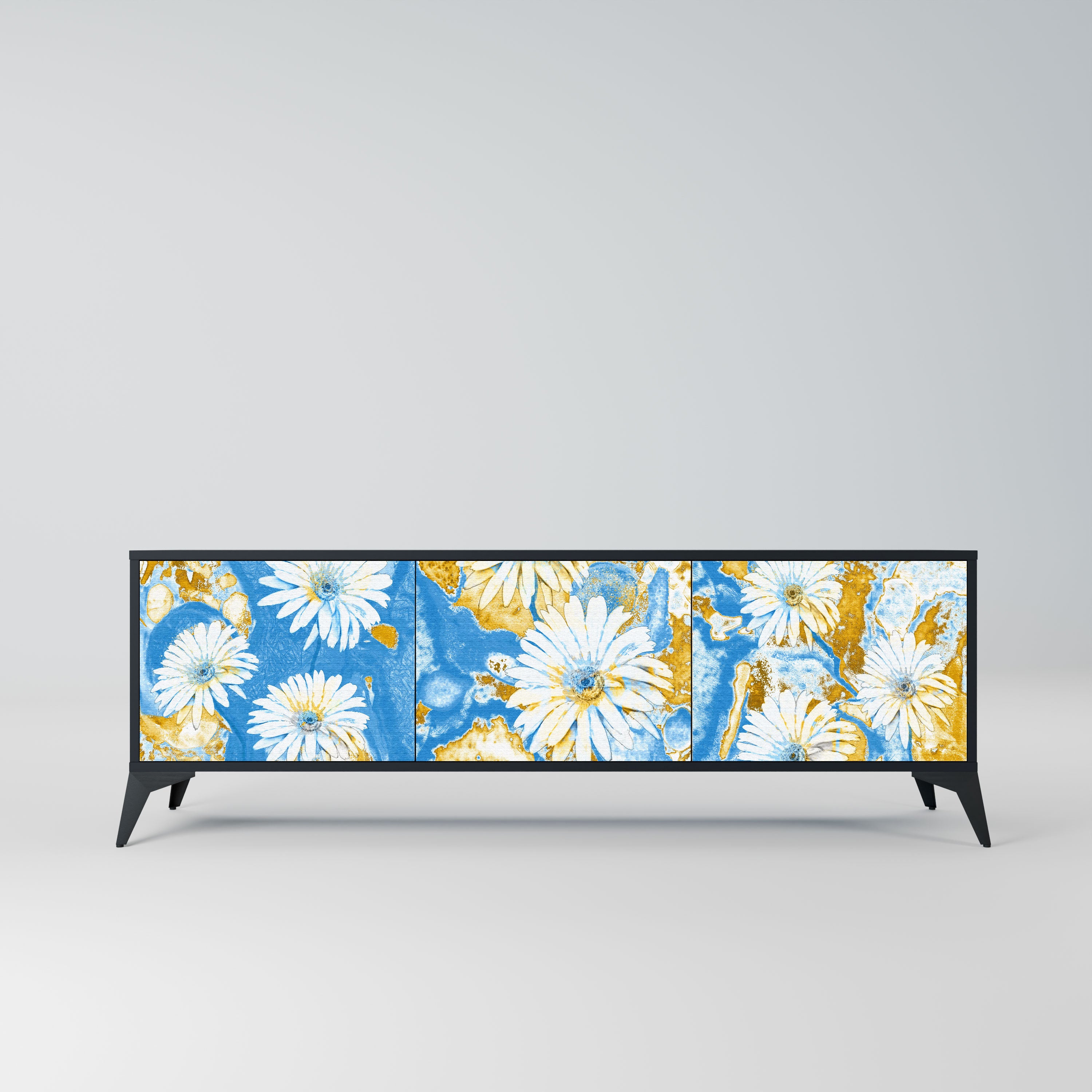 DAISY LUXE Szafka RTV 3-drzwiowa korpus Czarny
