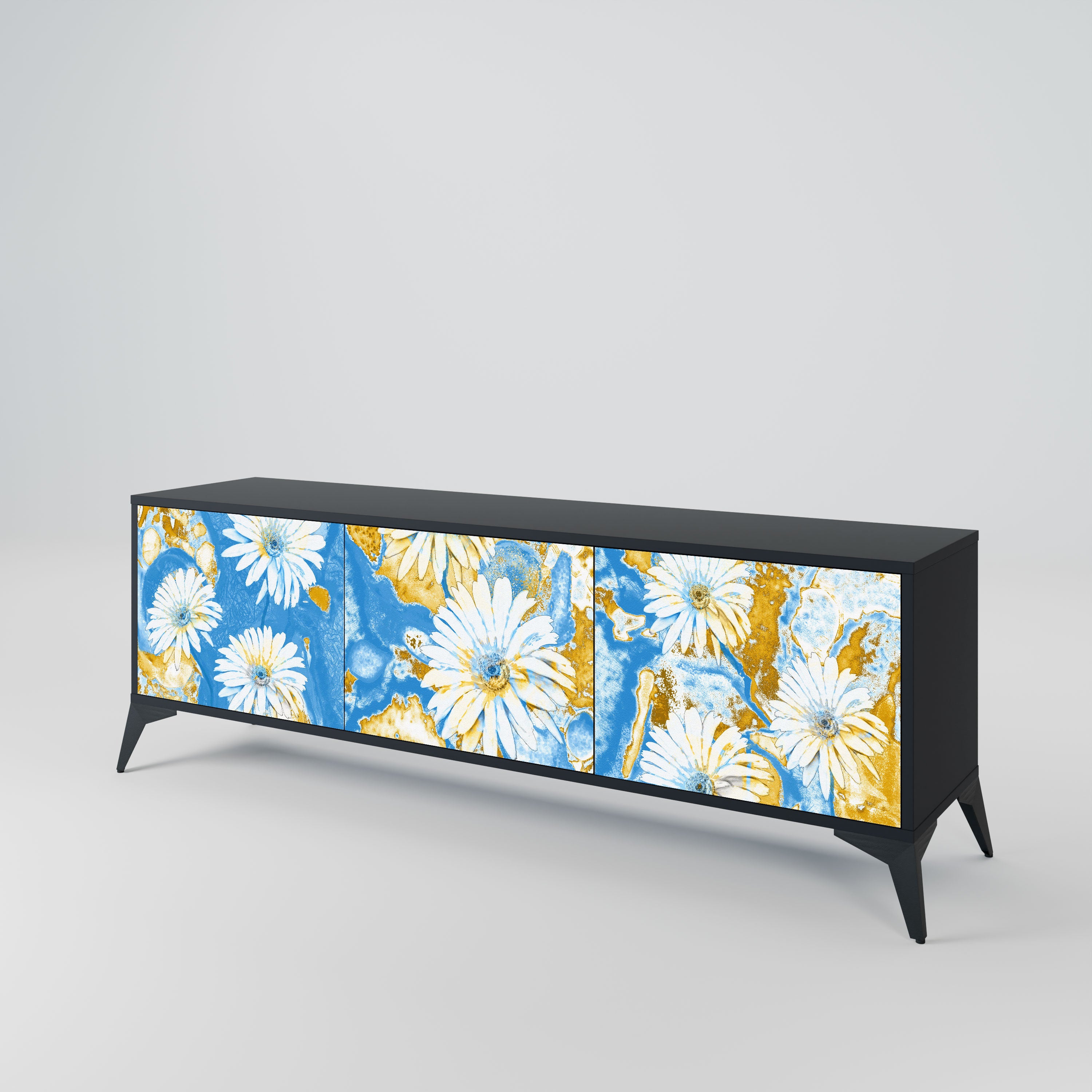 DAISY LUXE Szafka RTV 3-drzwiowa korpus Czarny
