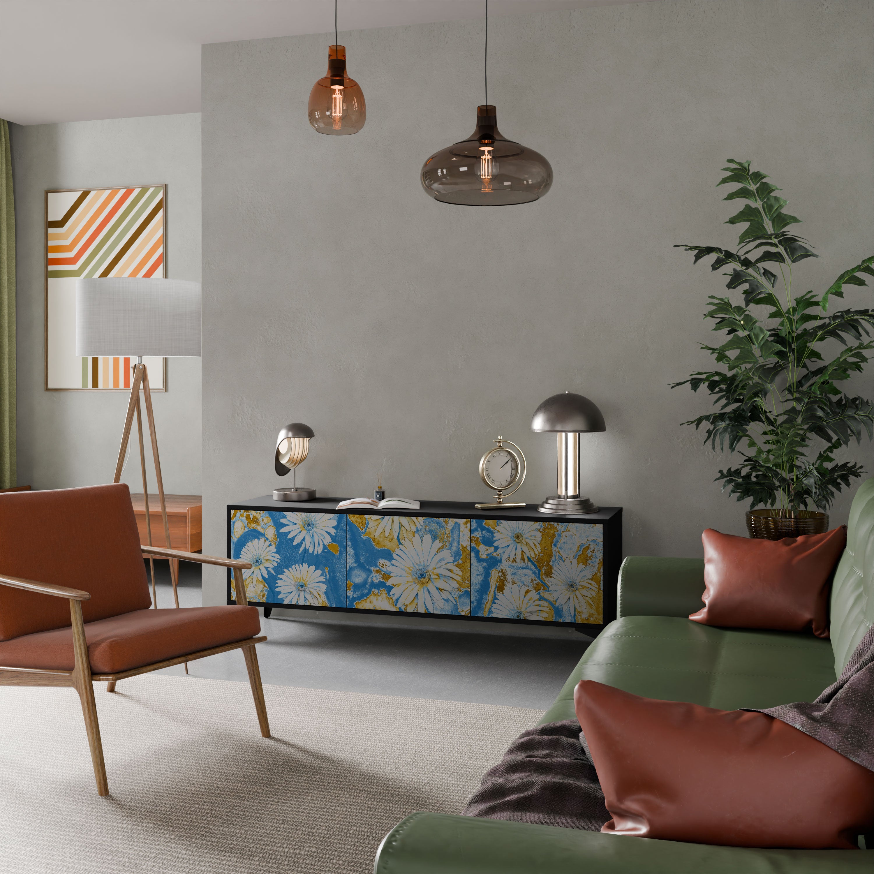 DAISY LUXE Szafka RTV 3-drzwiowa korpus Czarny