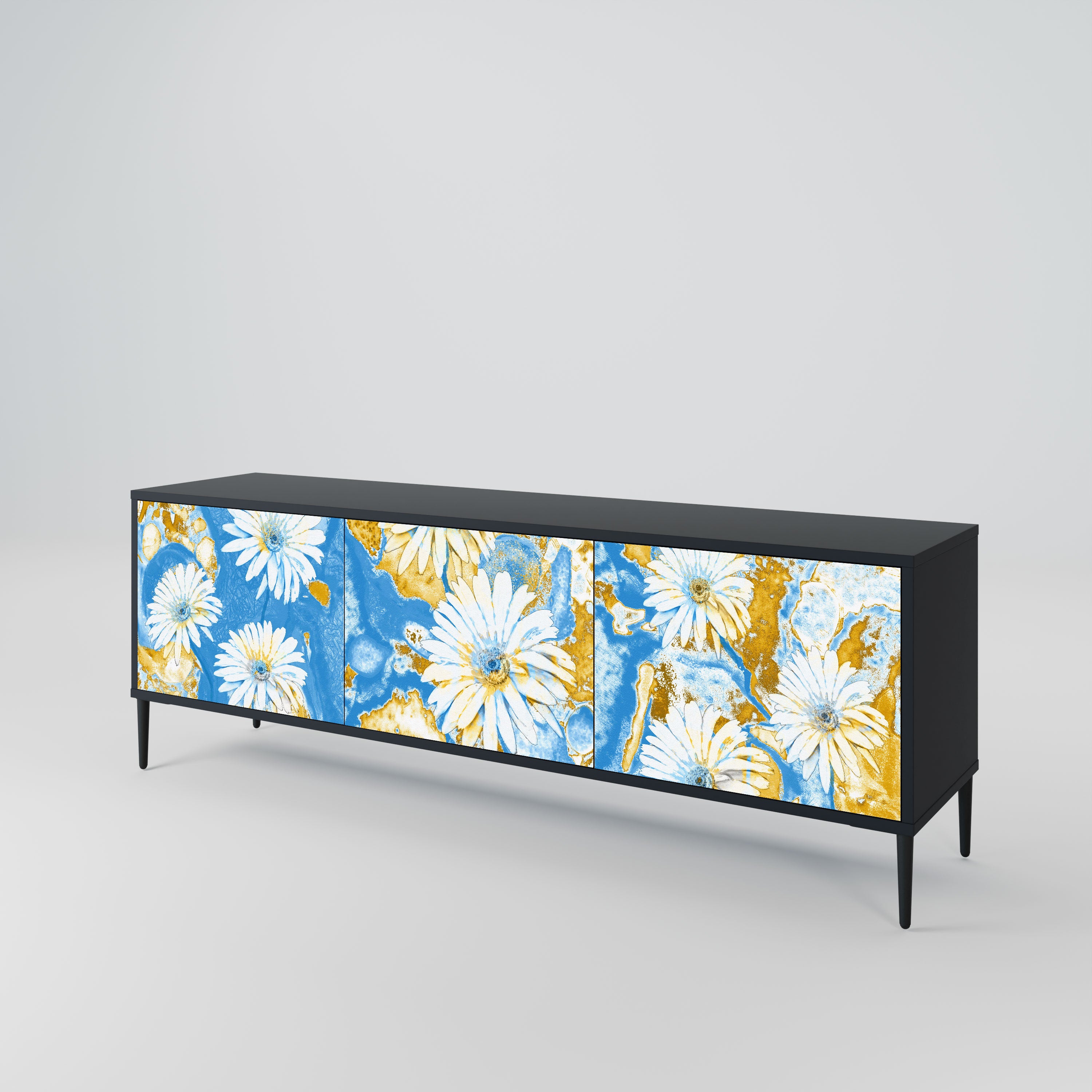 DAISY LUXE Szafka RTV 3-drzwiowa korpus Czarny